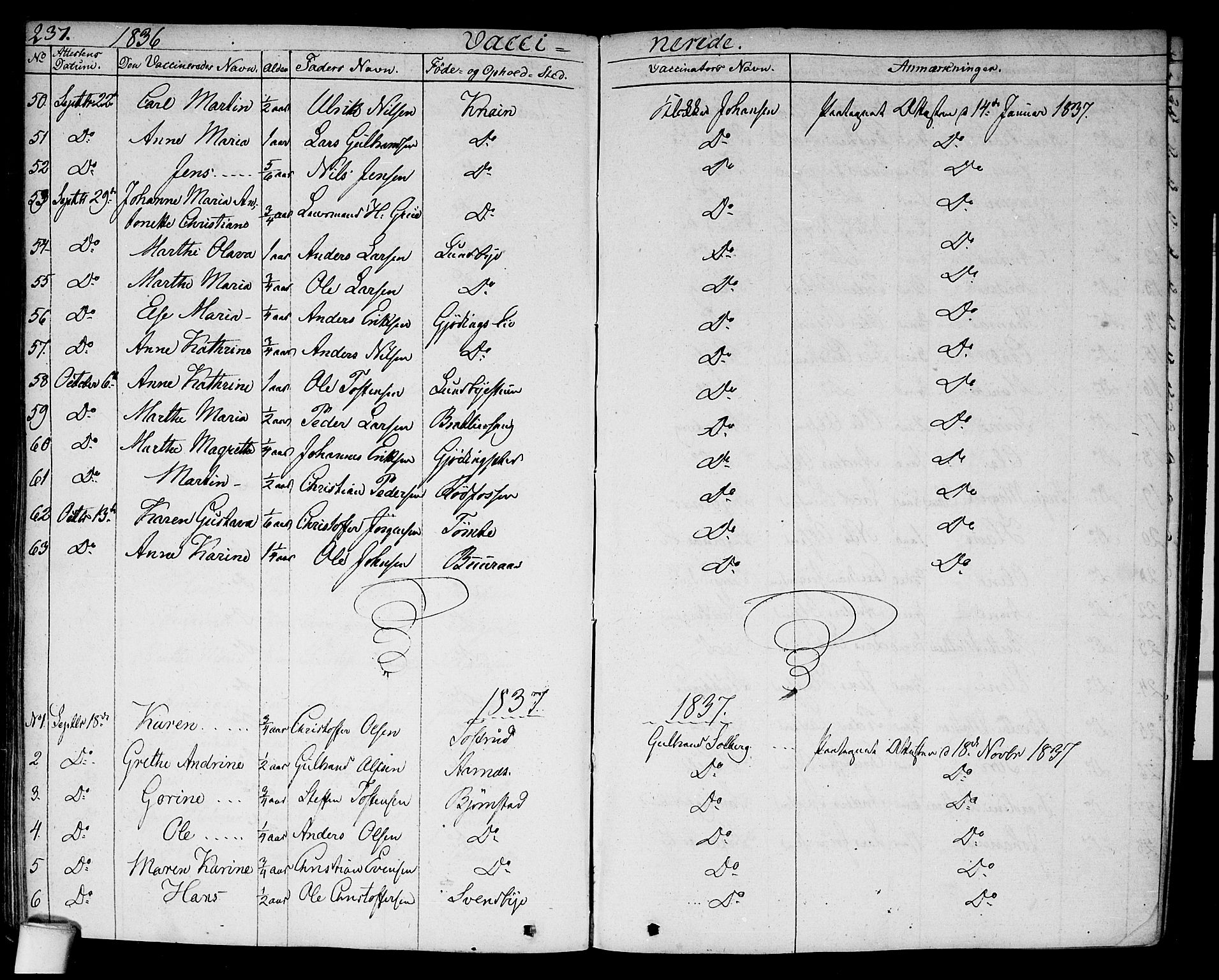 Hurdal prestekontor Kirkebøker, SAO/A-10889/F/Fa/L0004: Parish register (official) no. I 4, 1828-1845, p. 237