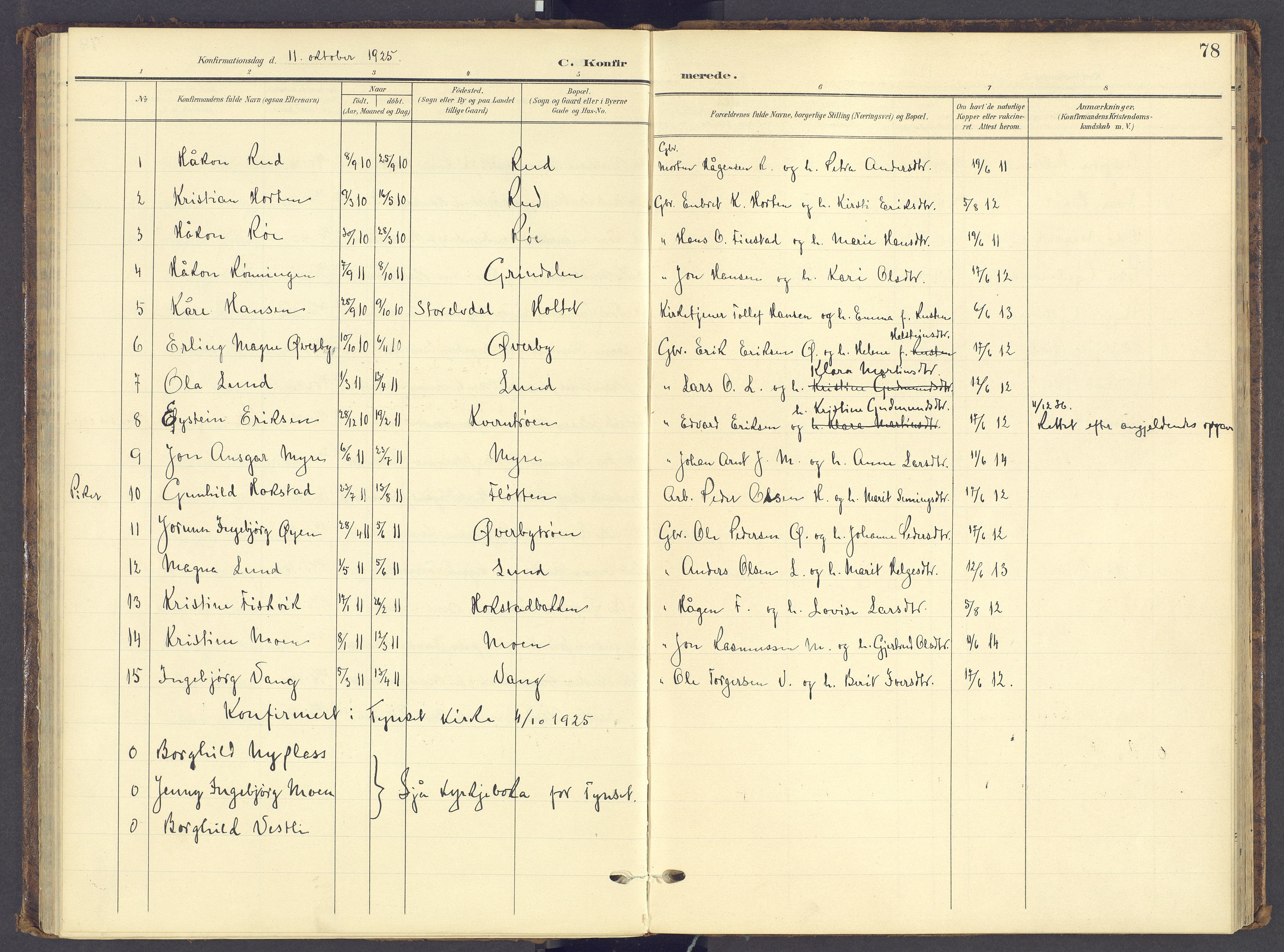 Tynset prestekontor, SAH/PREST-058/H/Ha/Haa/L0028: Parish register (official) no. 28, 1902-1929, p. 78