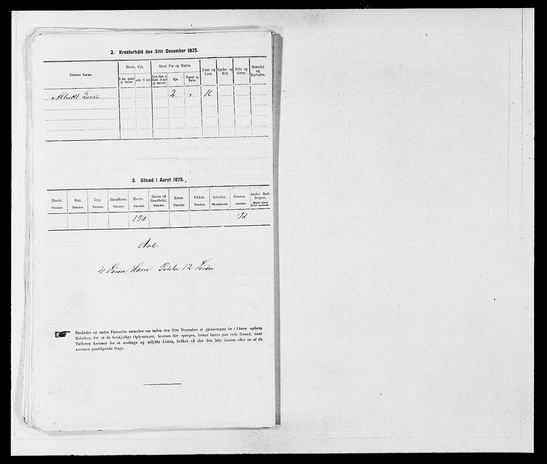 SAB, 1875 census for 1245P Sund, 1875, p. 575