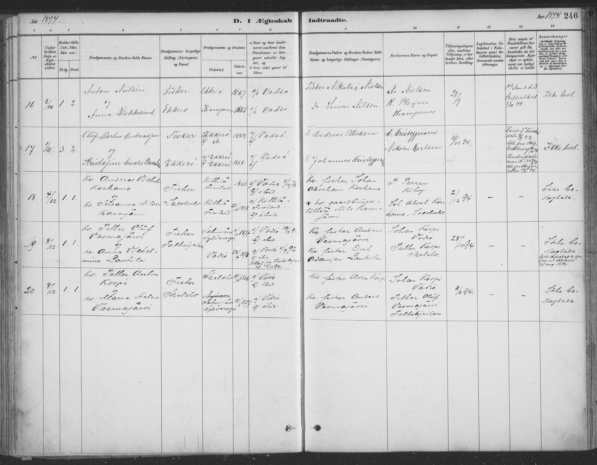 Vadsø sokneprestkontor, SATØ/S-1325/H/Ha/L0009kirke: Parish register (official) no. 9, 1881-1917, p. 246