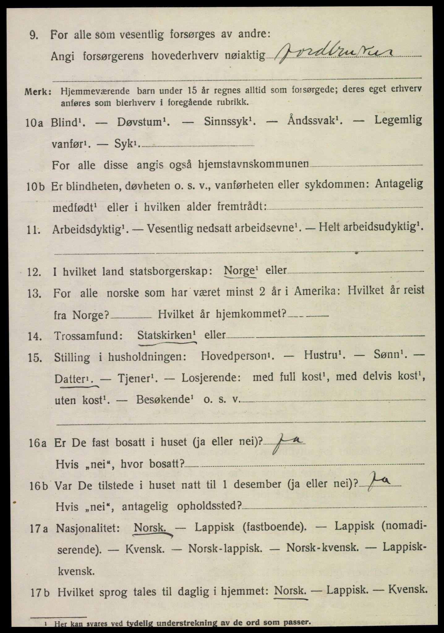 SAT, 1920 census for Snåsa, 1920, p. 2557