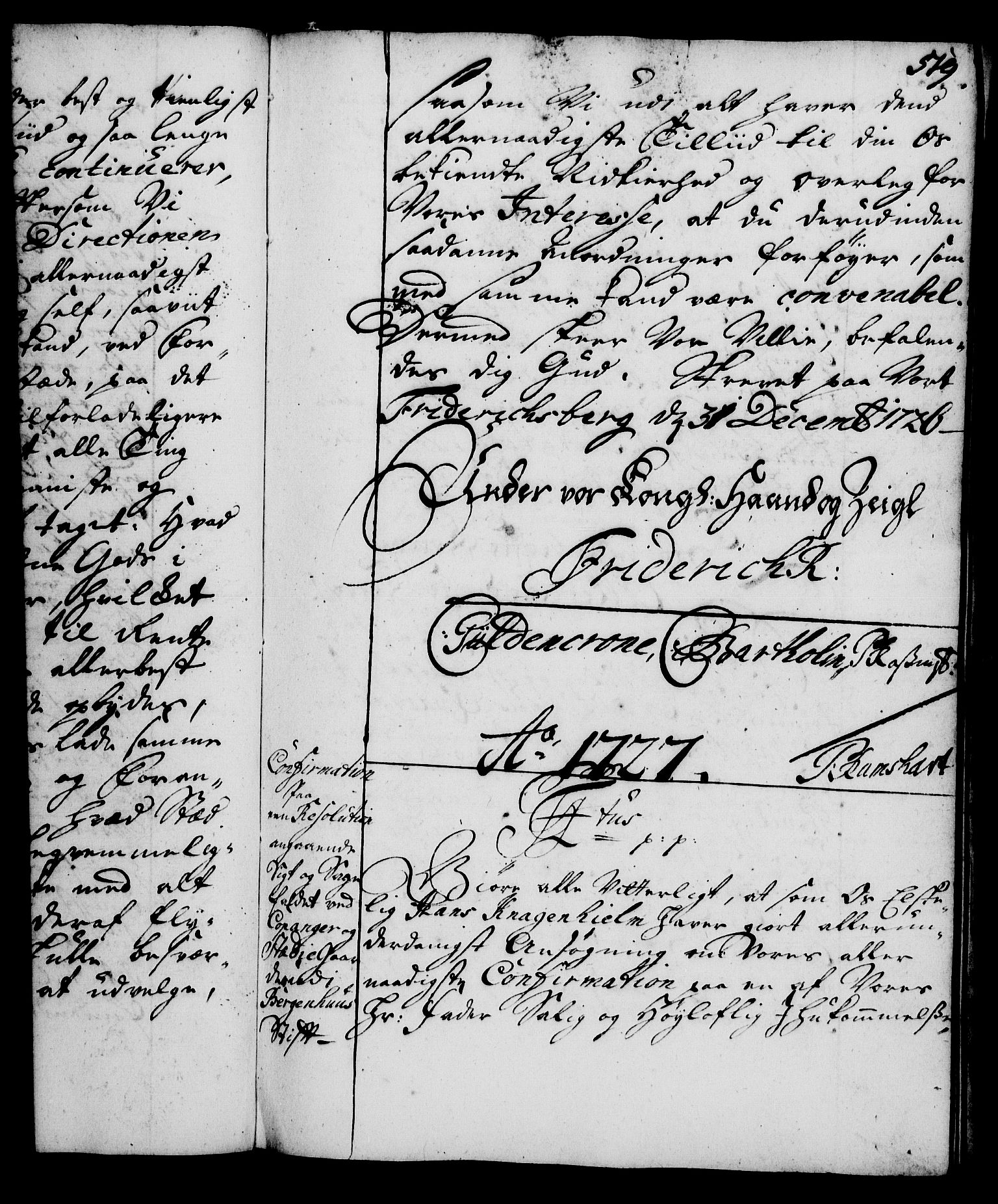 Rentekammeret, Kammerkanselliet, RA/EA-3111/G/Gg/Gga/L0002: Norsk ekspedisjonsprotokoll med register (merket RK 53.2), 1723-1727, p. 519