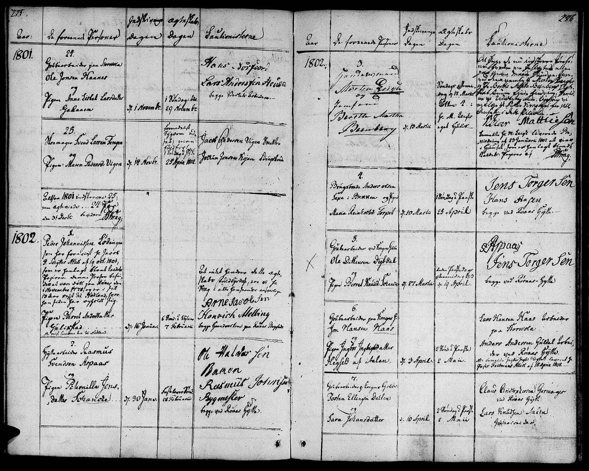 Ministerialprotokoller, klokkerbøker og fødselsregistre - Sør-Trøndelag, SAT/A-1456/681/L0927: Parish register (official) no. 681A05, 1798-1808, p. 275-276