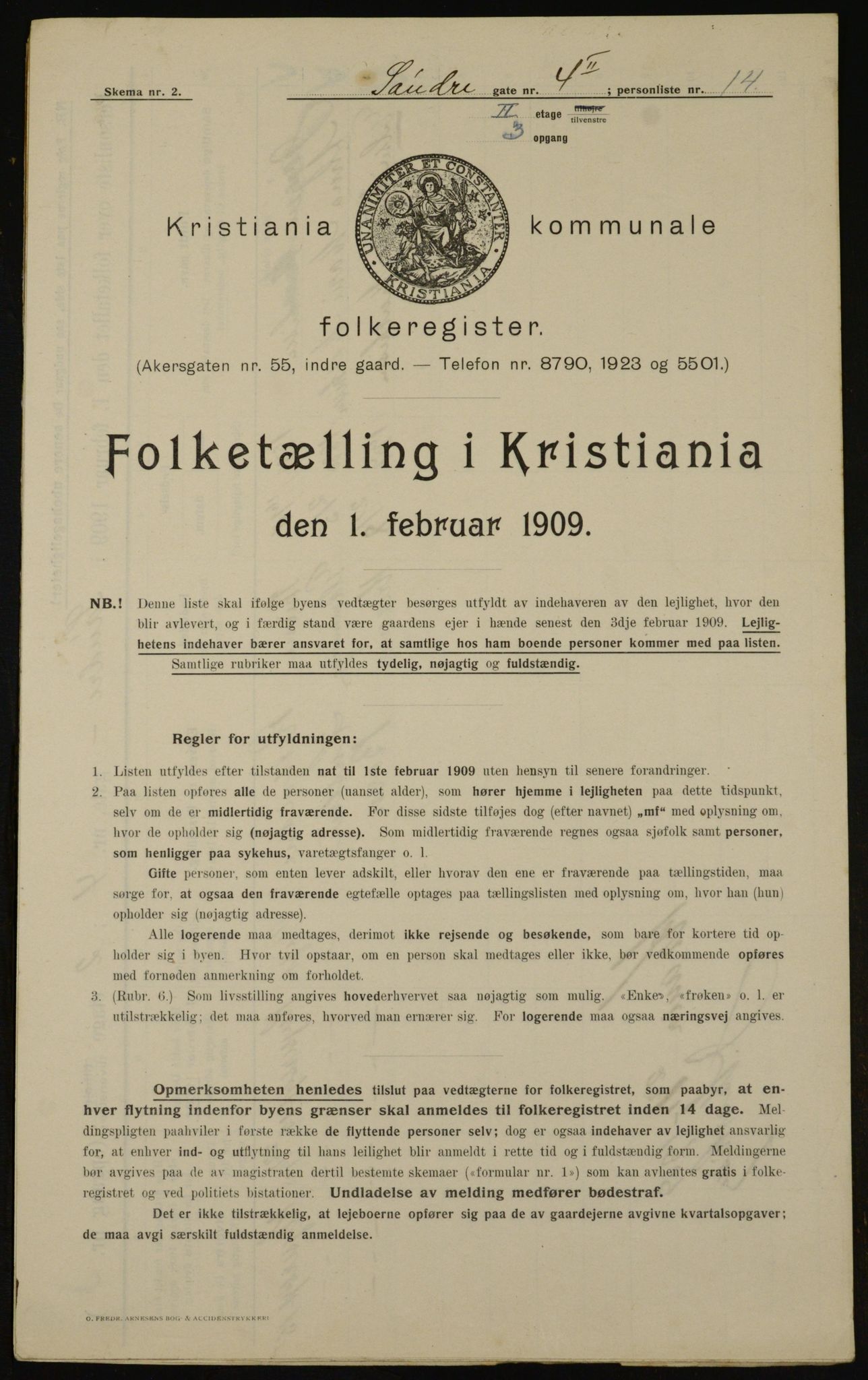 OBA, Municipal Census 1909 for Kristiania, 1909, p. 96340