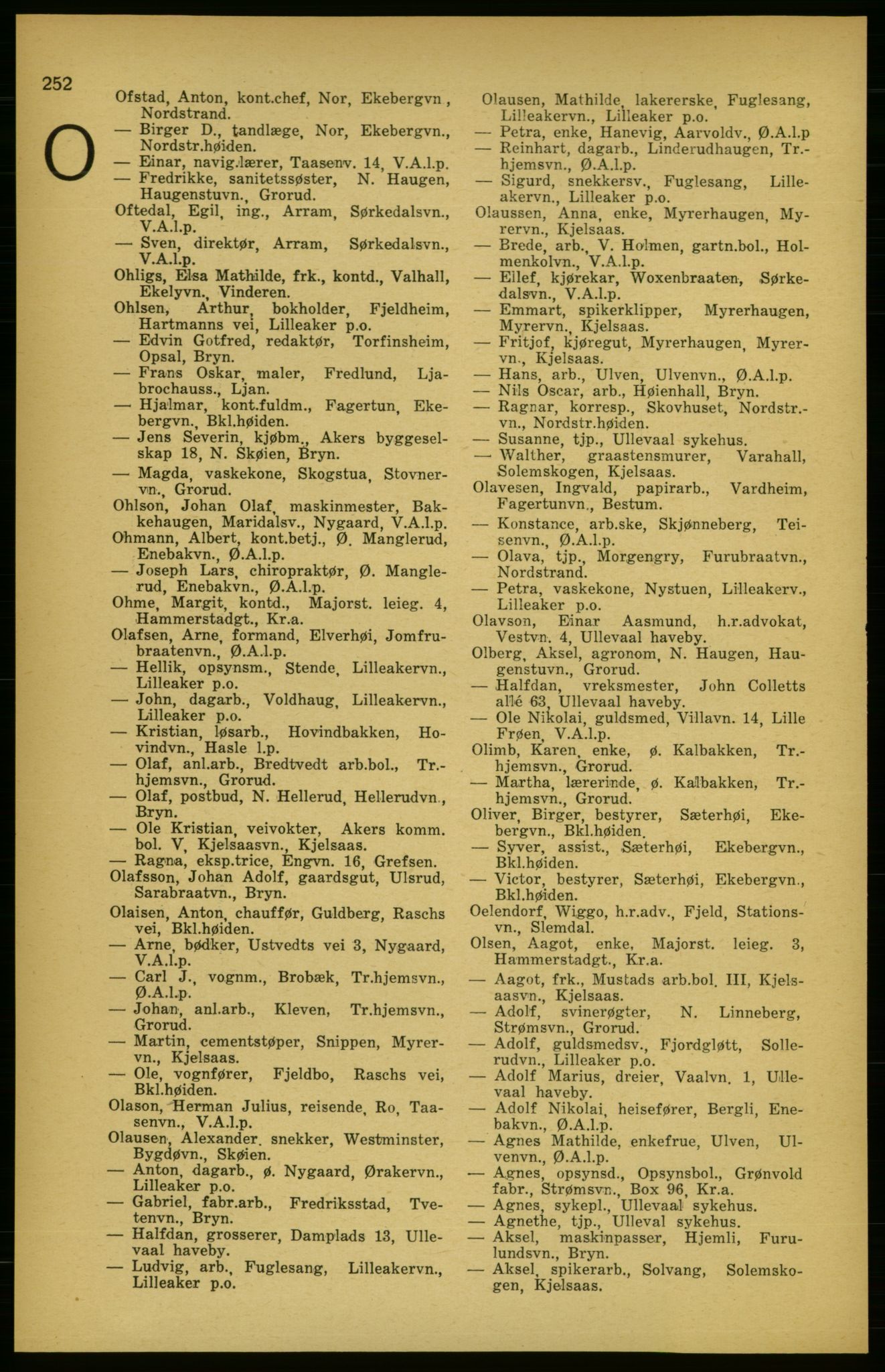 Aker adressebok/adressekalender, PUBL/001/A/003: Akers adressekalender, 1924-1925, p. 252