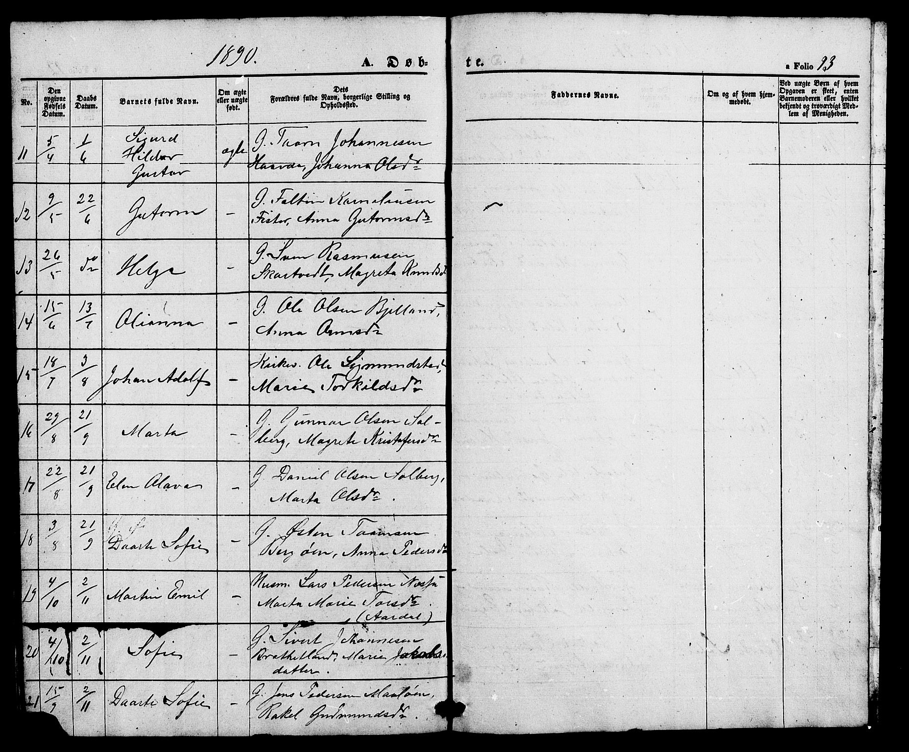 Hjelmeland sokneprestkontor, SAST/A-101843/01/V/L0005: Parish register (copy) no. B 5, 1853-1892, p. 93
