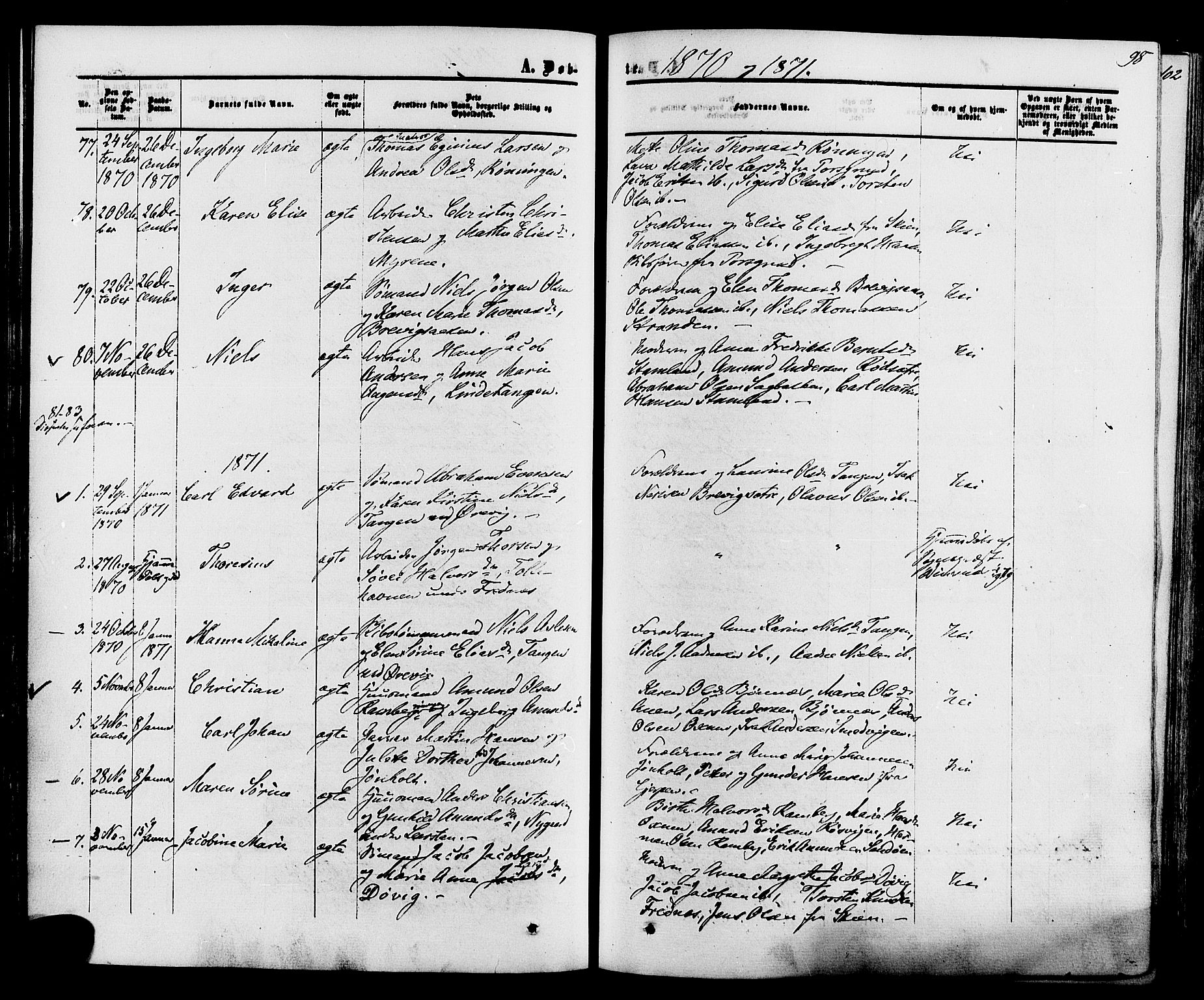 Eidanger kirkebøker, SAKO/A-261/F/Fa/L0010: Parish register (official) no. 10, 1859-1874, p. 98