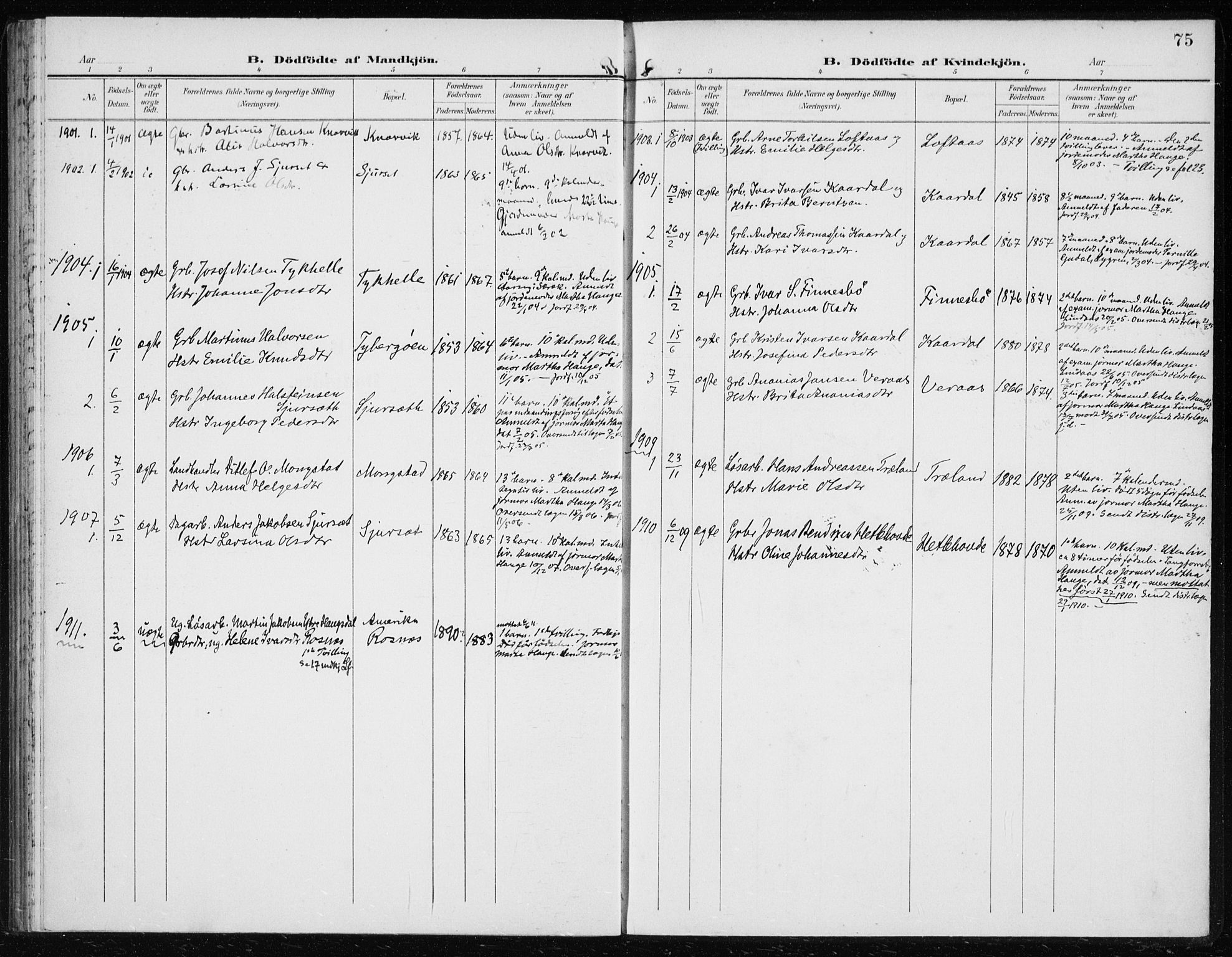 Lindås Sokneprestembete, SAB/A-76701/H/Haa: Parish register (official) no. B 2, 1900-1912, p. 75