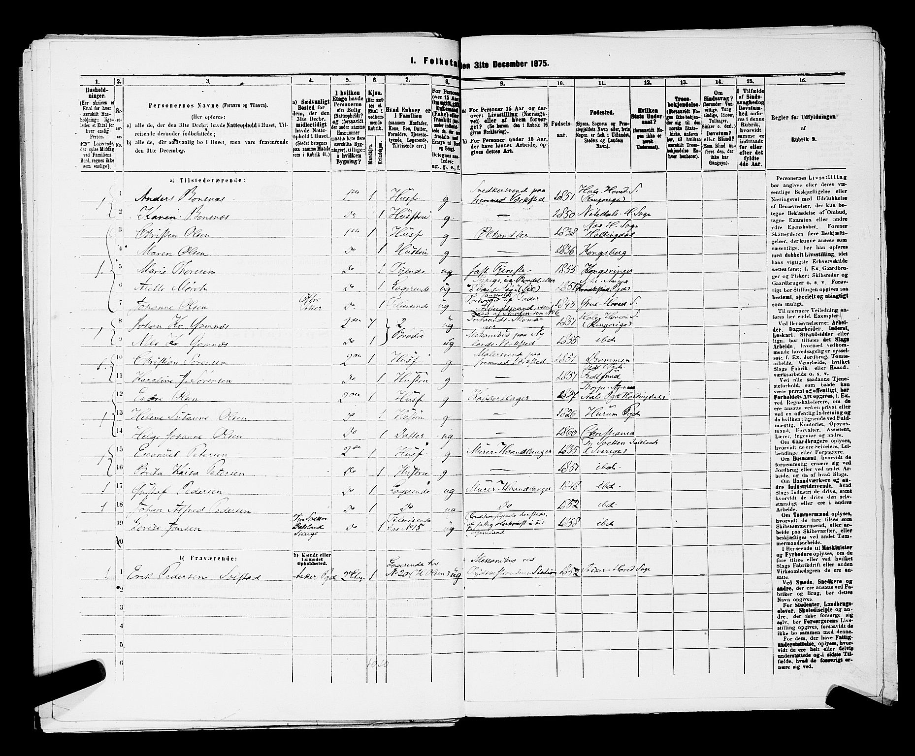 RA, 1875 census for 0301 Kristiania, 1875, p. 4921