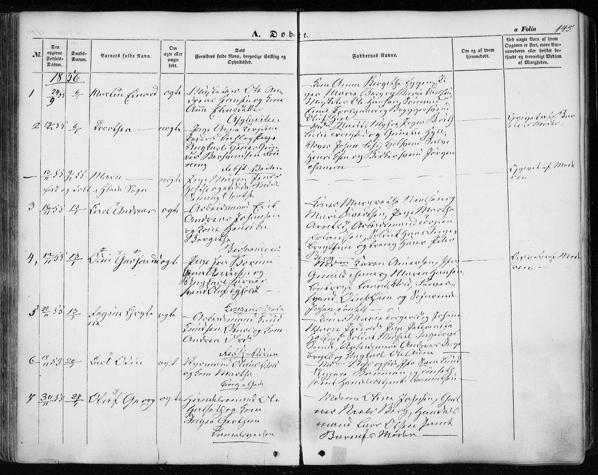 Ministerialprotokoller, klokkerbøker og fødselsregistre - Sør-Trøndelag, SAT/A-1456/601/L0051: Parish register (official) no. 601A19, 1848-1857, p. 145