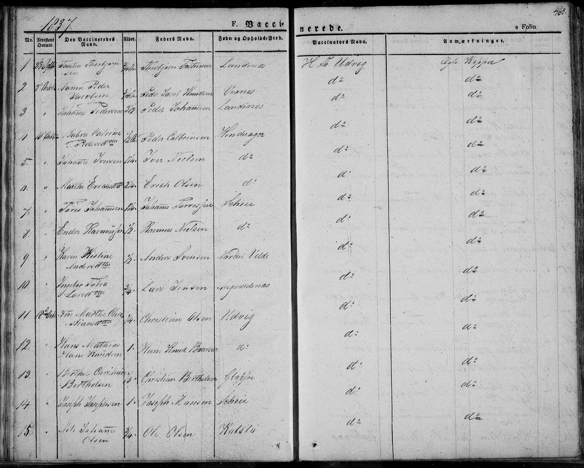 Avaldsnes sokneprestkontor, SAST/A -101851/H/Ha/Haa/L0005: Parish register (official) no. A 5.2, 1825-1841, p. 465