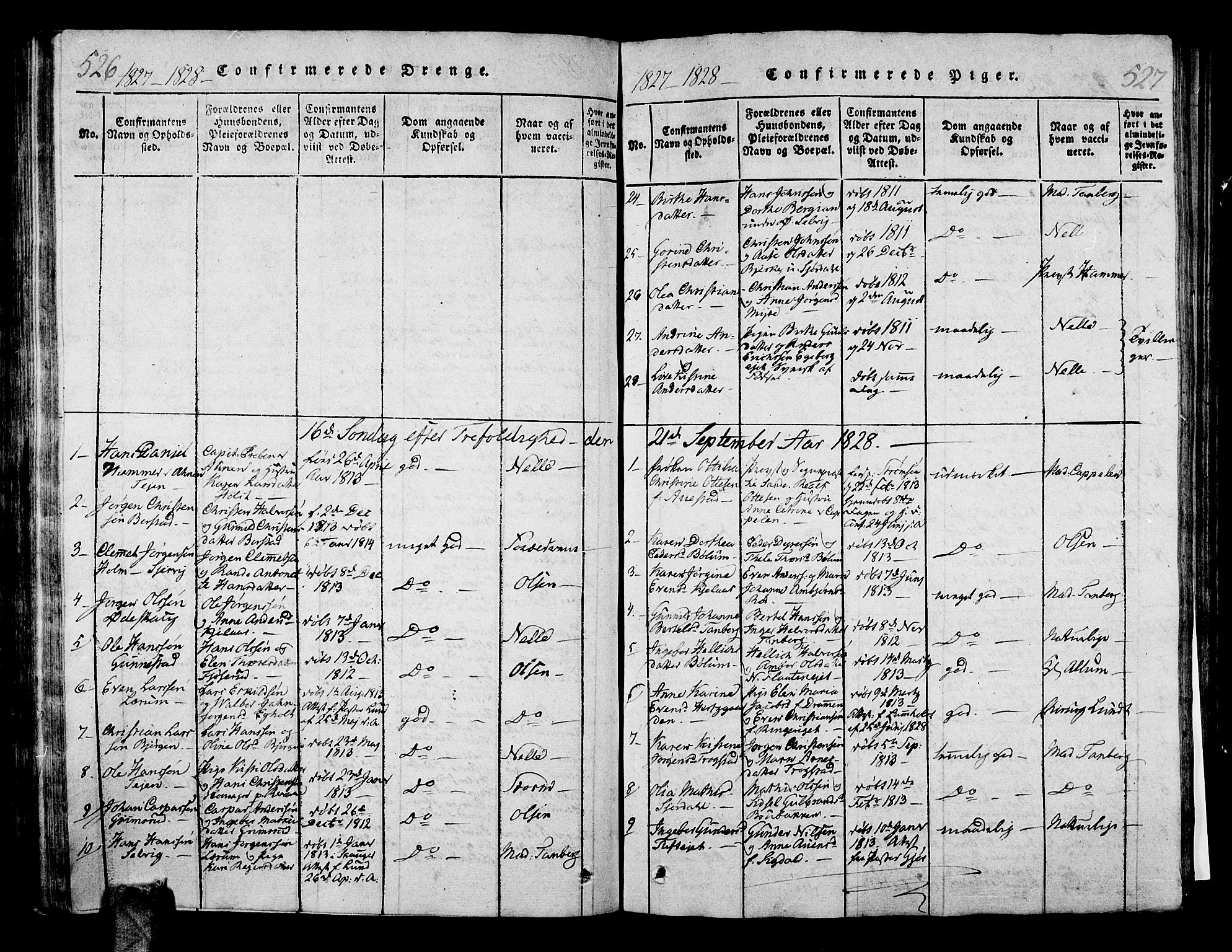 Sande Kirkebøker, SAKO/A-53/G/Ga/L0001: Parish register (copy) no. 1, 1814-1847, p. 526-527