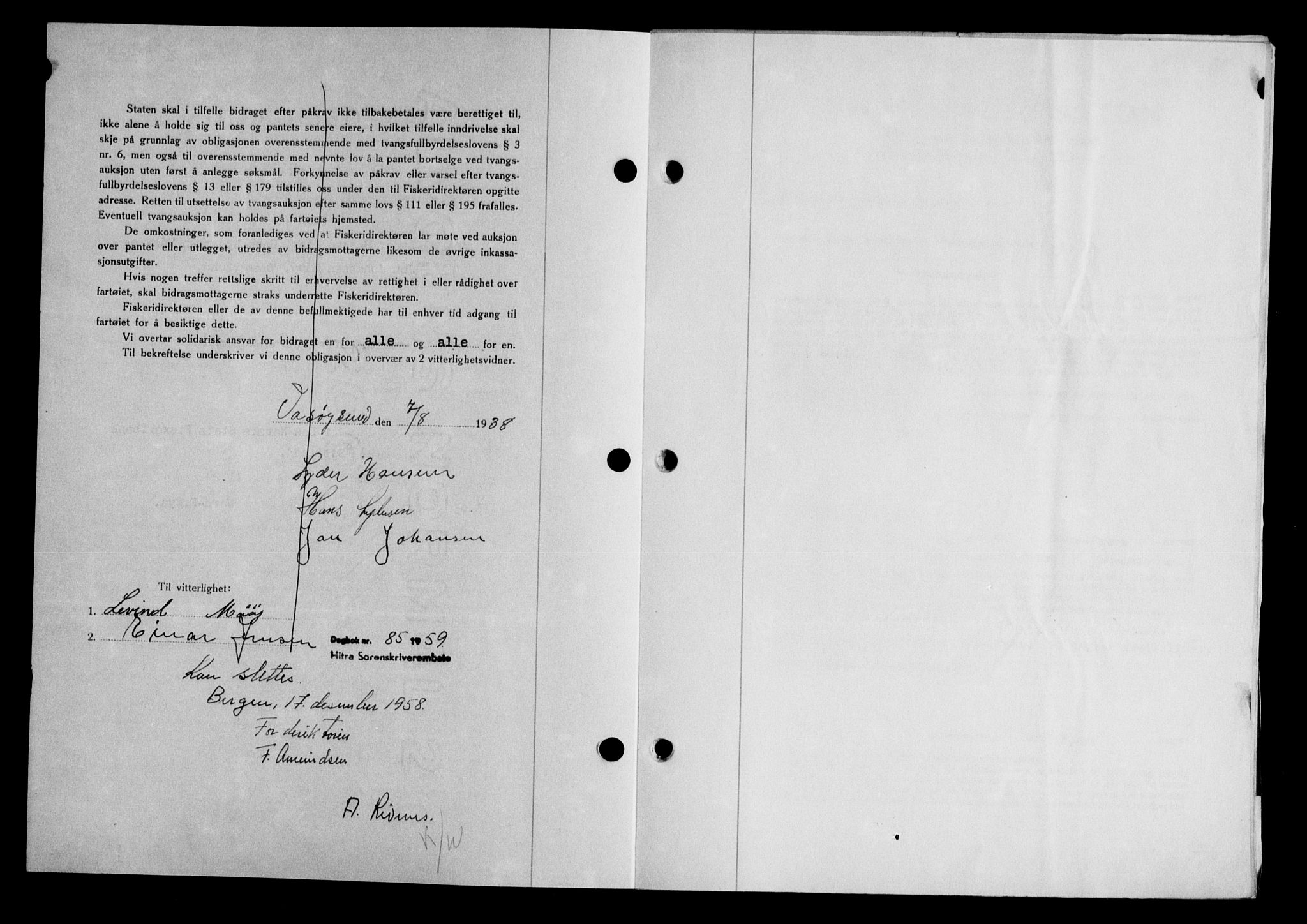 Hitra sorenskriveri, AV/SAT-A-0018/2/2C/2Ca/L0028: Mortgage book no. B-1, 1936-1939, Diary no: : 817/1938