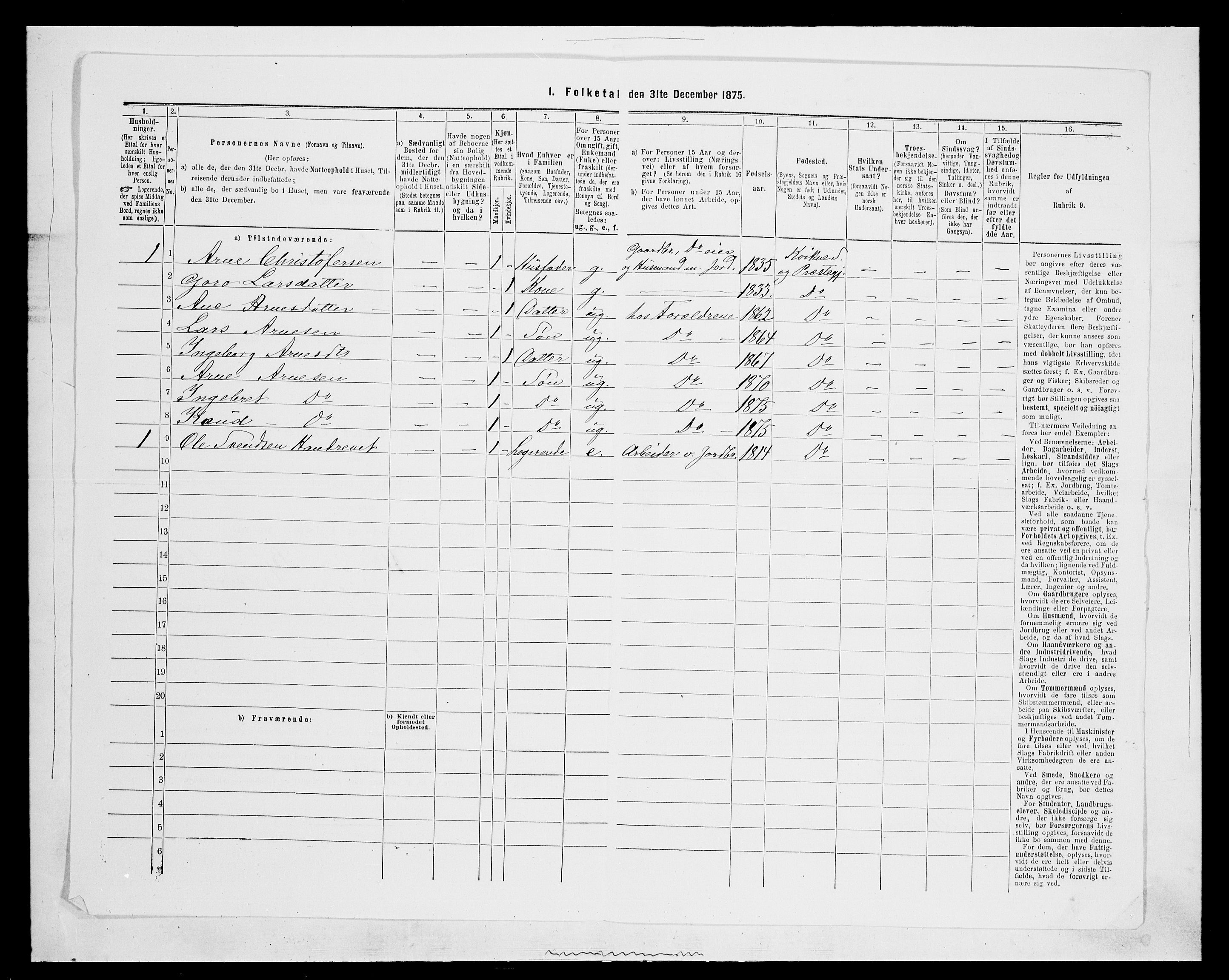 SAH, 1875 census for 0440P Kvikne, 1875, p. 264