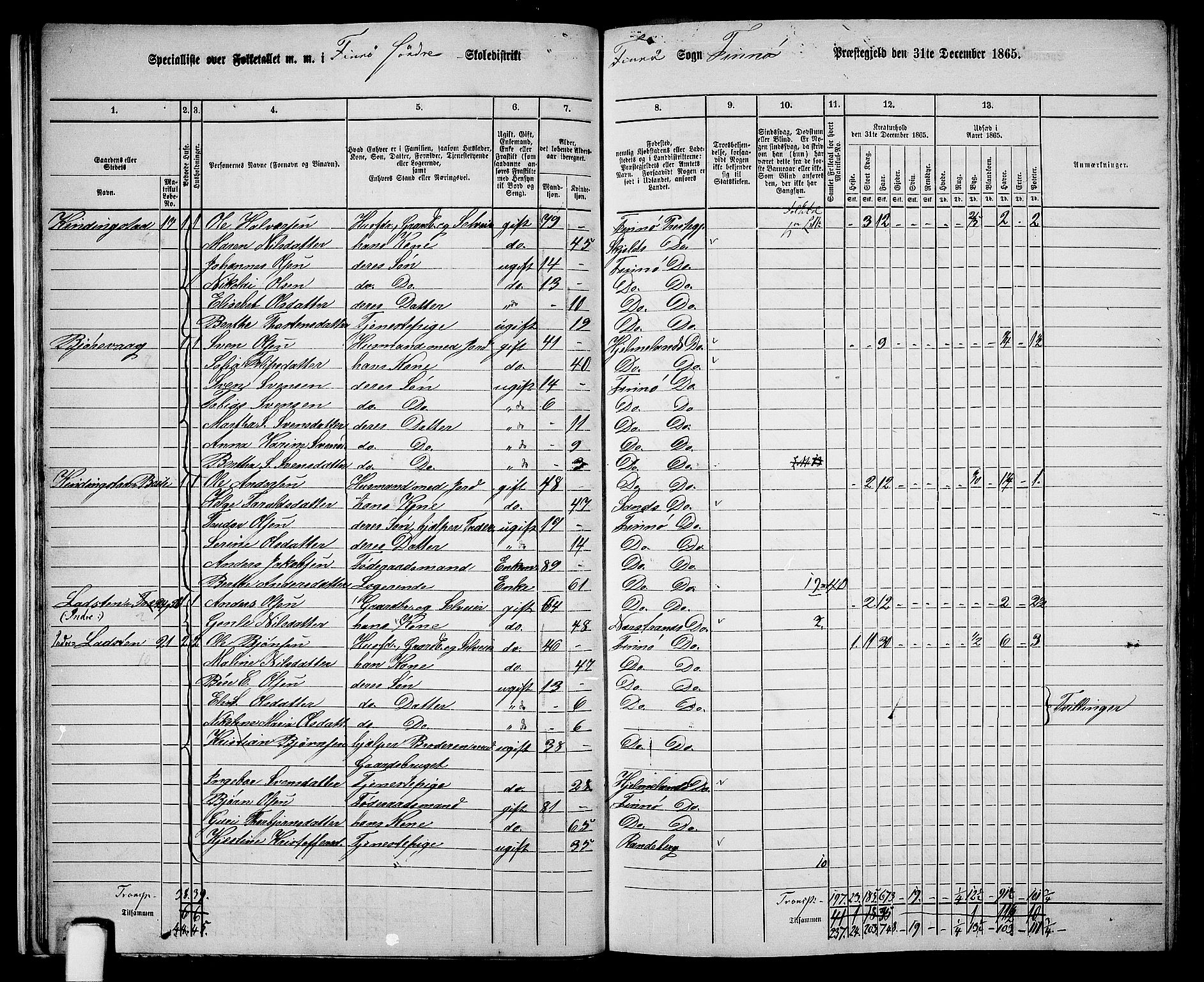 RA, 1865 census for Finnøy, 1865, p. 19