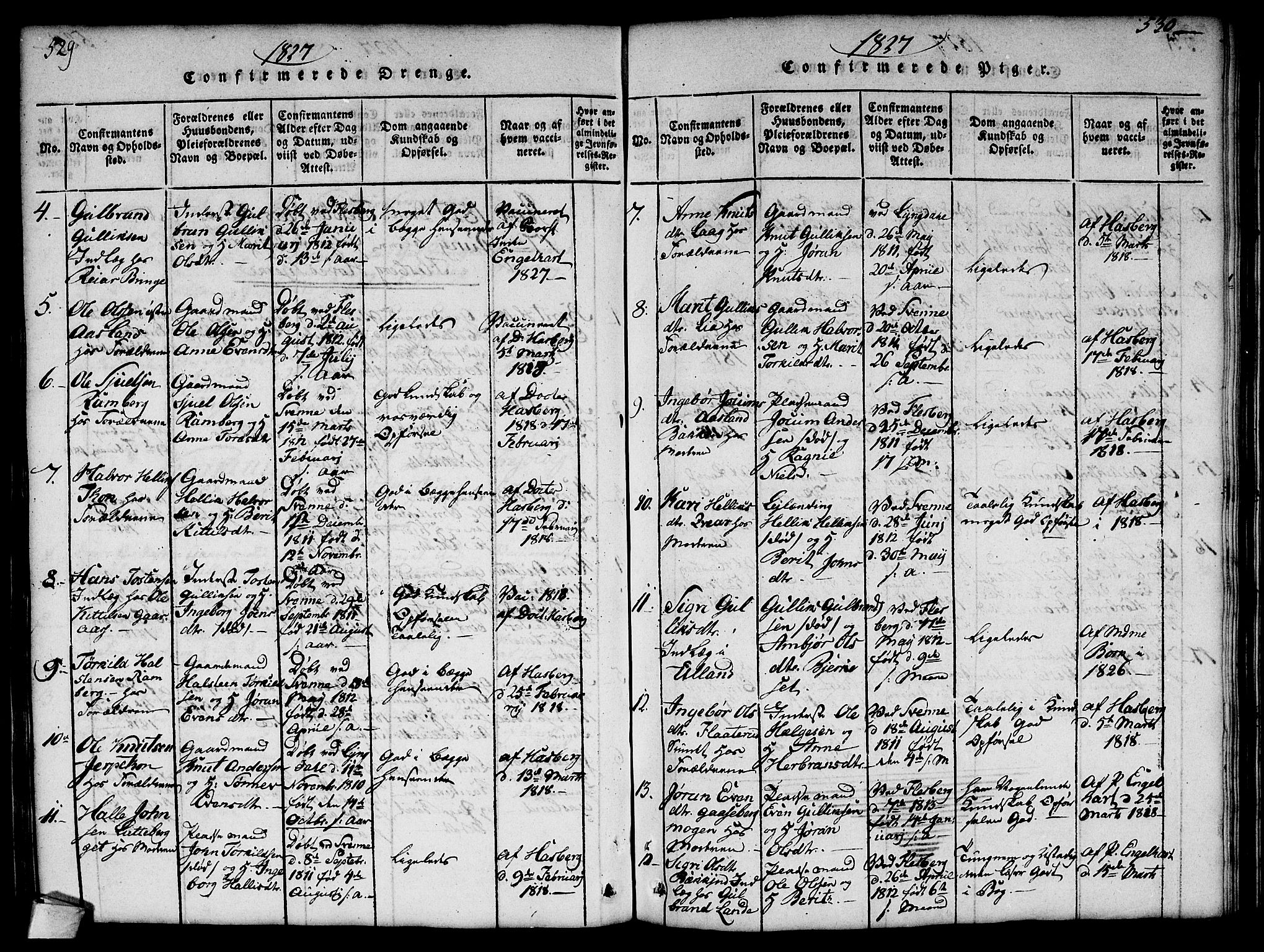 Flesberg kirkebøker, SAKO/A-18/G/Ga/L0001: Parish register (copy) no. I 1, 1816-1834, p. 529-530