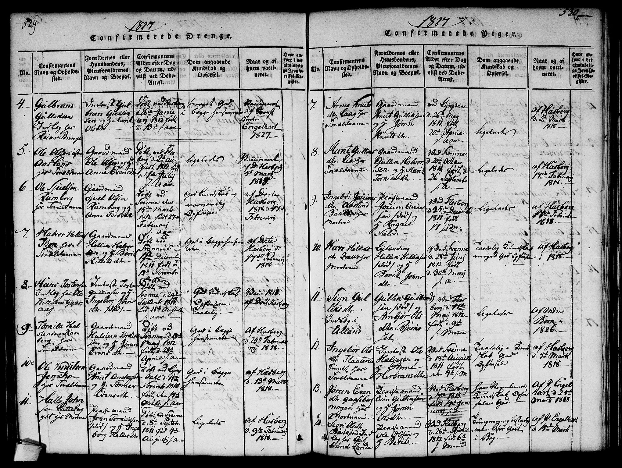 Flesberg kirkebøker, AV/SAKO-A-18/G/Ga/L0001: Parish register (copy) no. I 1, 1816-1834, p. 529-530