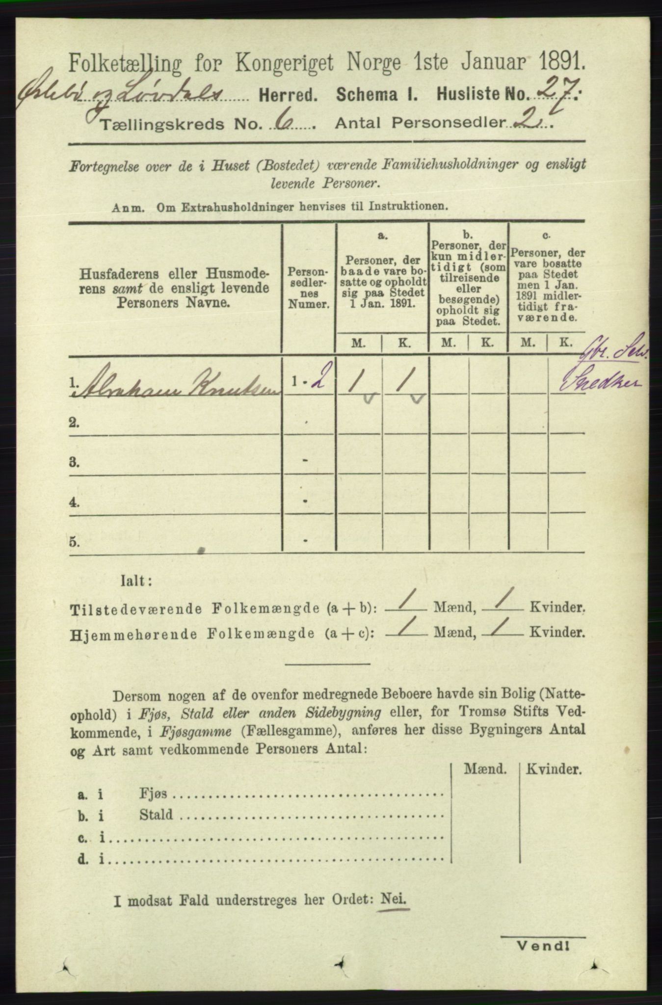 RA, 1891 census for 1021 Øyslebø og Laudal, 1891, p. 1671