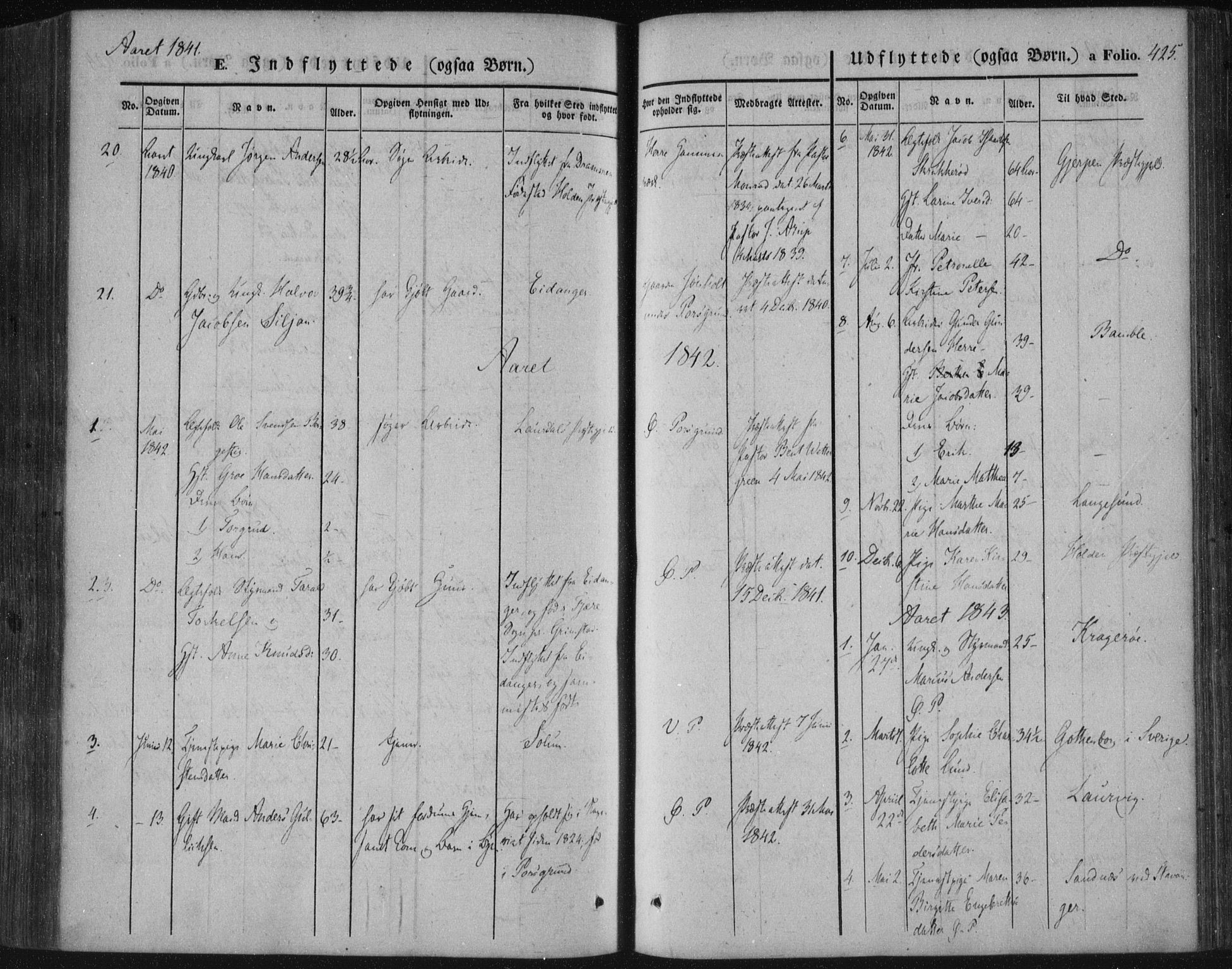 Porsgrunn kirkebøker , SAKO/A-104/F/Fa/L0006: Parish register (official) no. 6, 1841-1857, p. 425
