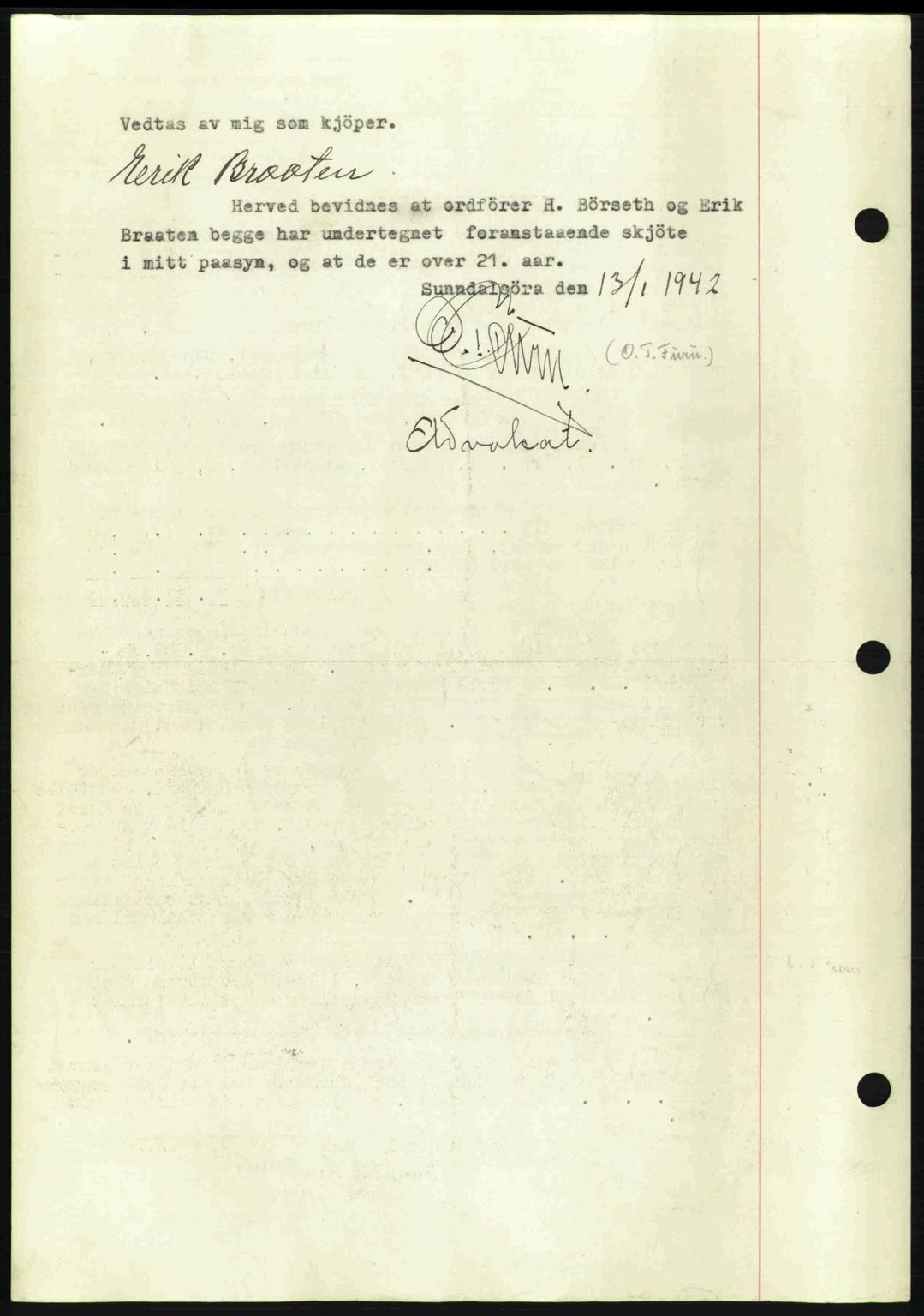 Nordmøre sorenskriveri, AV/SAT-A-4132/1/2/2Ca: Mortgage book no. A92, 1942-1942, Diary no: : 528/1942