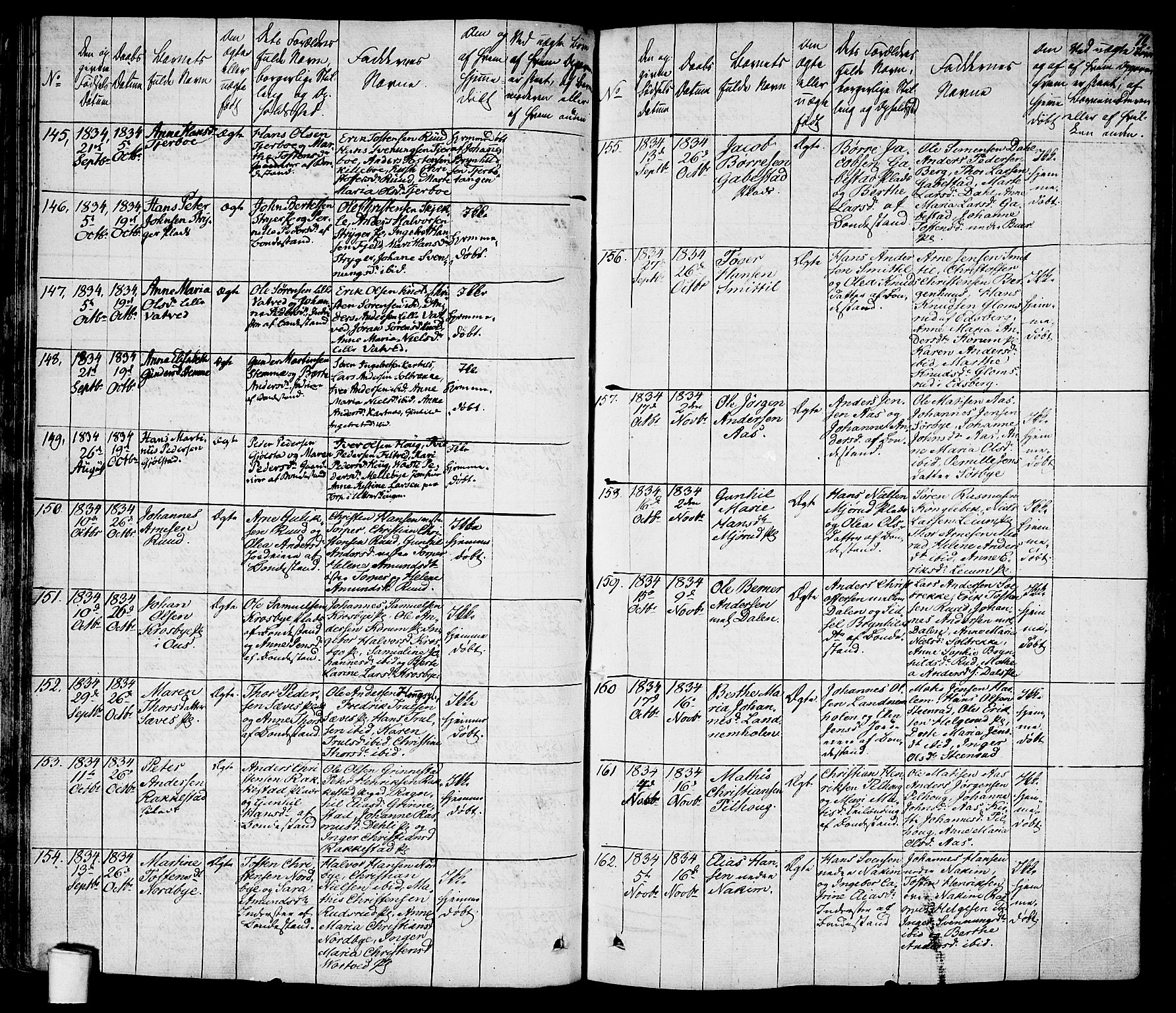 Rakkestad prestekontor Kirkebøker, AV/SAO-A-2008/F/Fa/L0007: Parish register (official) no. I 7, 1825-1841, p. 71