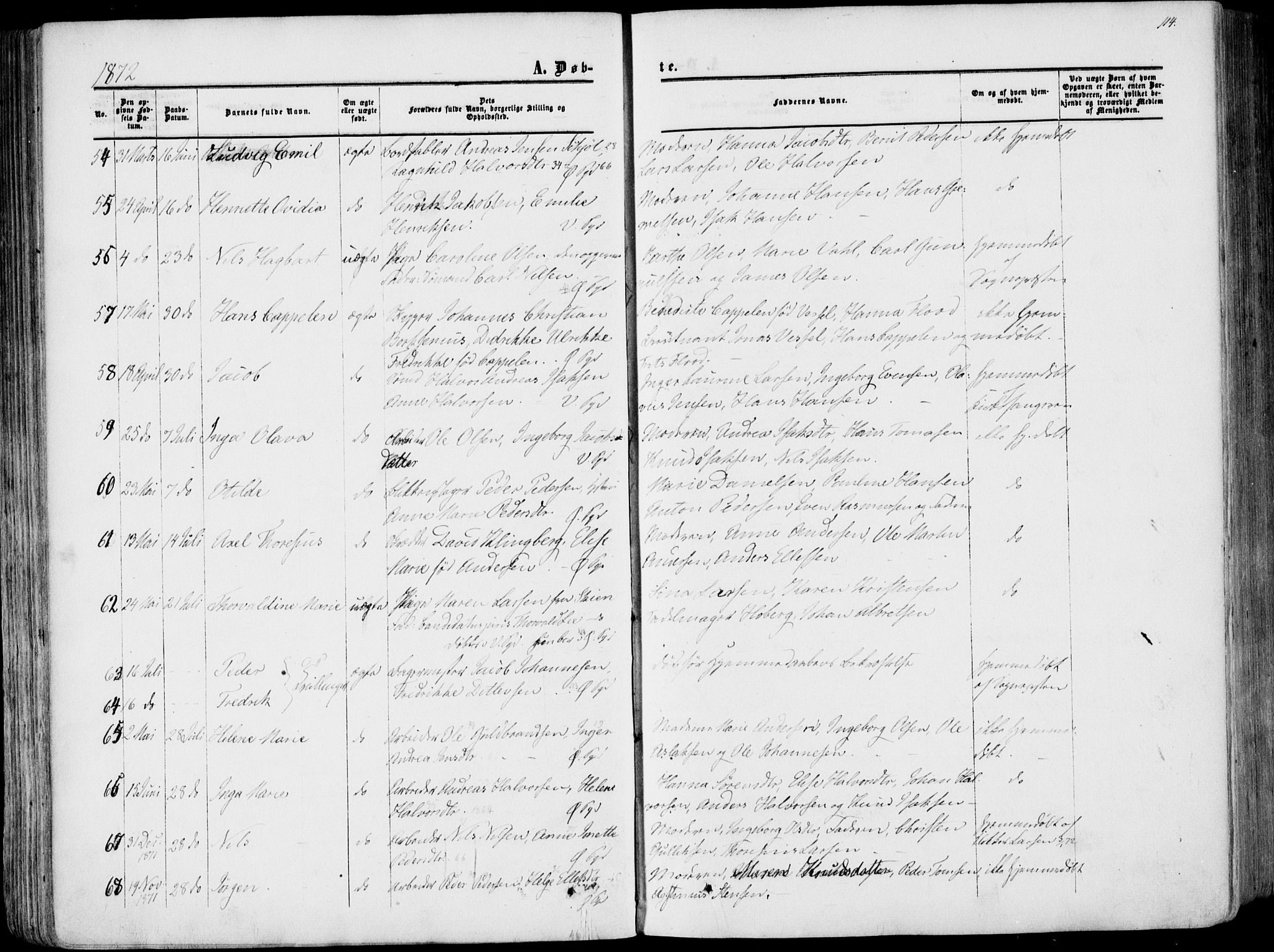 Porsgrunn kirkebøker , AV/SAKO-A-104/F/Fa/L0007: Parish register (official) no. 7, 1858-1877, p. 114