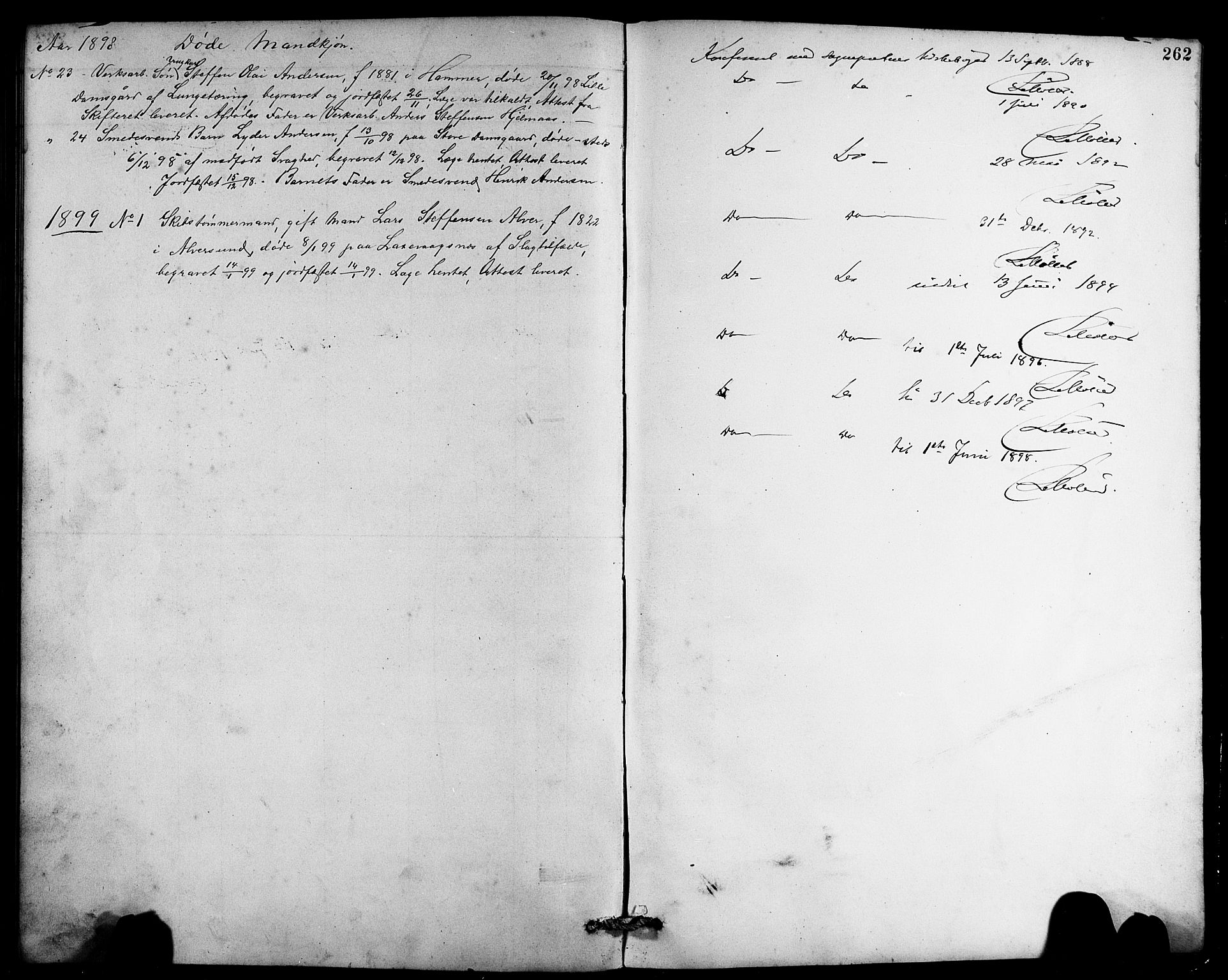 Laksevåg Sokneprestembete, SAB/A-76501/H/Ha/Hab/Haba/L0003: Parish register (copy) no. A 3, 1887-1899, p. 262