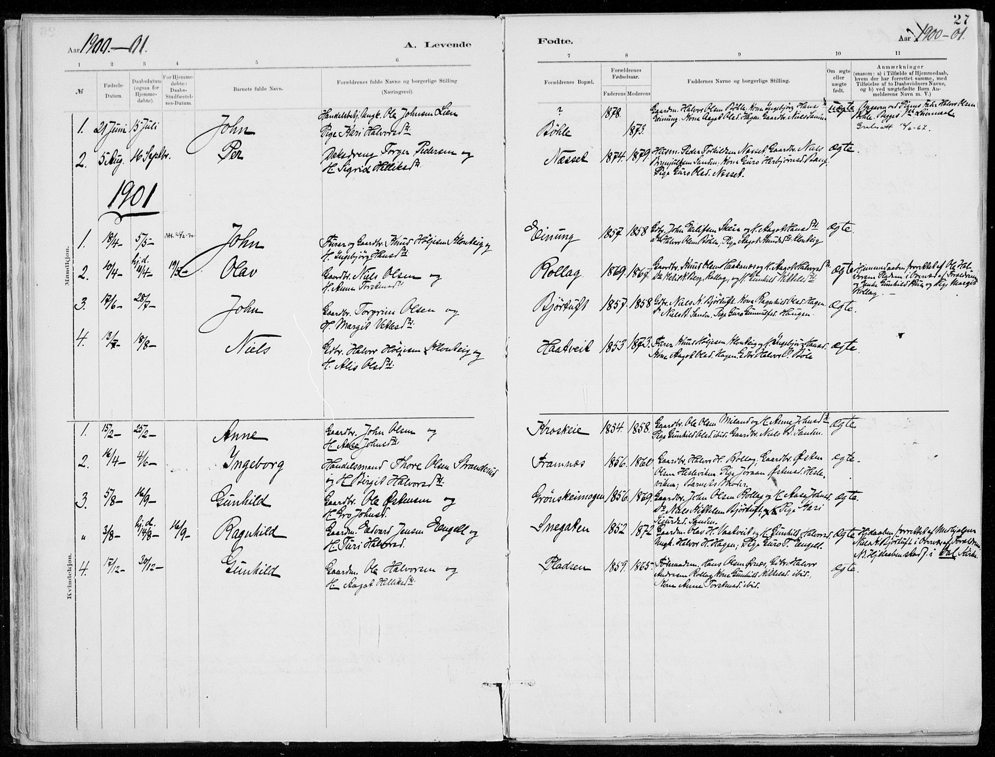 Tinn kirkebøker, SAKO/A-308/F/Fb/L0002: Parish register (official) no. II 2, 1878-1917, p. 27