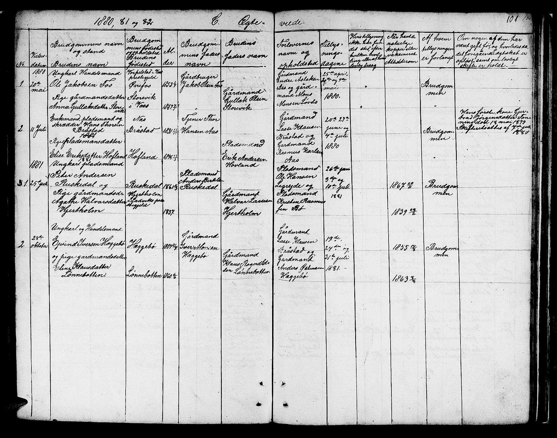 Hyllestad sokneprestembete, SAB/A-80401: Parish register (copy) no. B 1, 1854-1889, p. 101