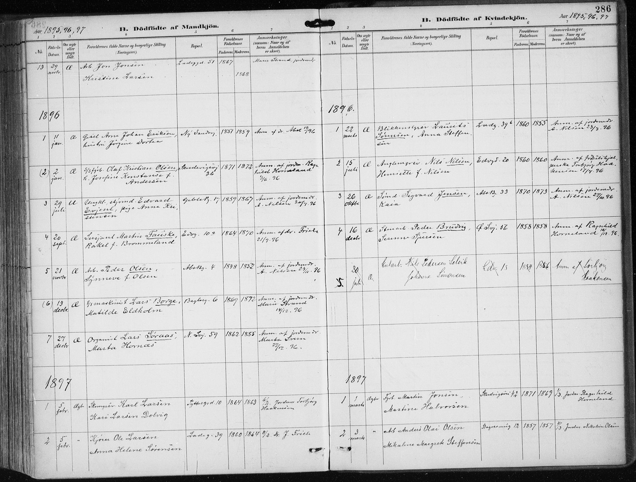 Sandviken Sokneprestembete, SAB/A-77601/H/Ha/L0005: Parish register (official) no. B 2, 1891-1901, p. 286