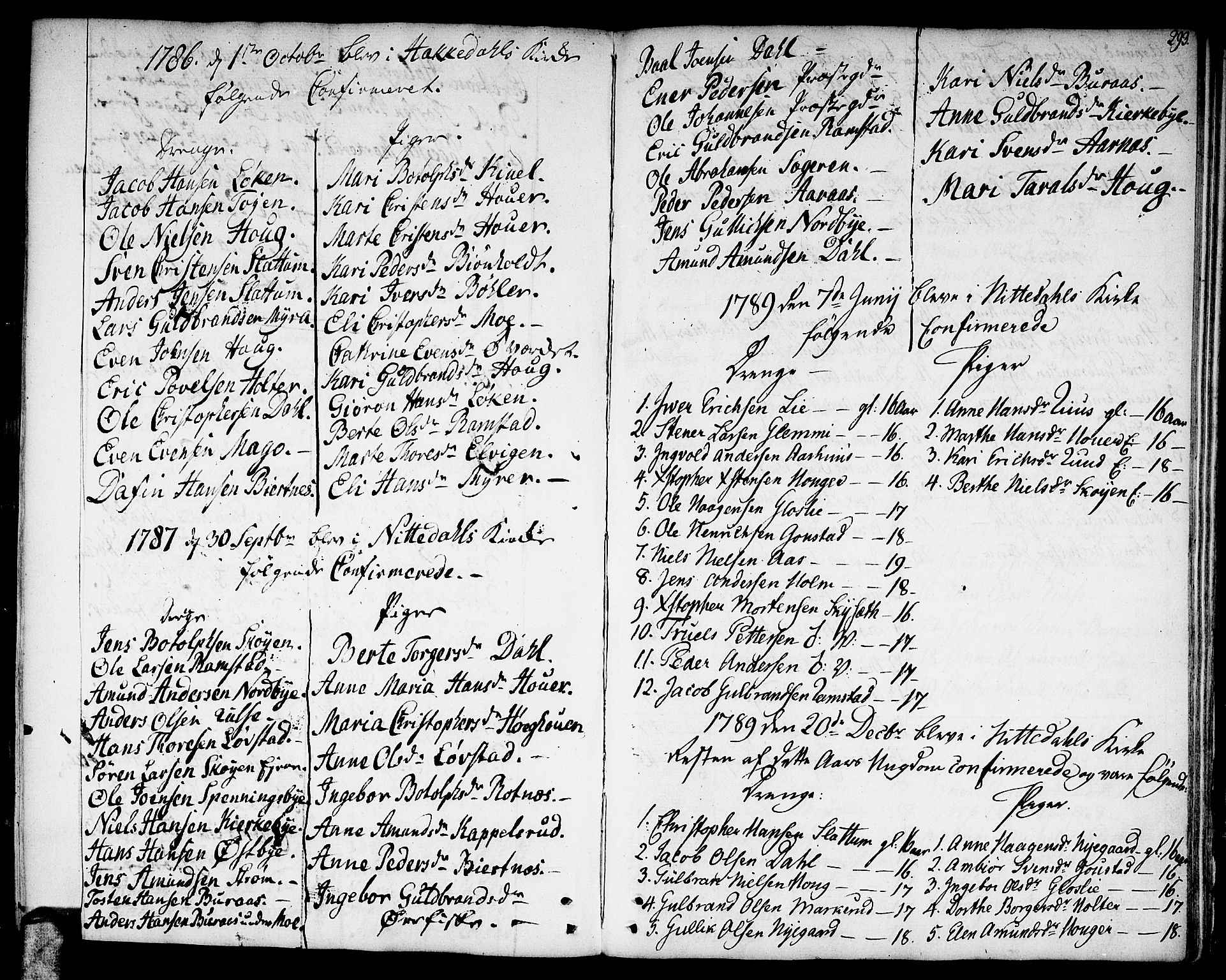Nittedal prestekontor Kirkebøker, AV/SAO-A-10365a/F/Fa/L0002: Parish register (official) no. I 2, 1779-1814, p. 293