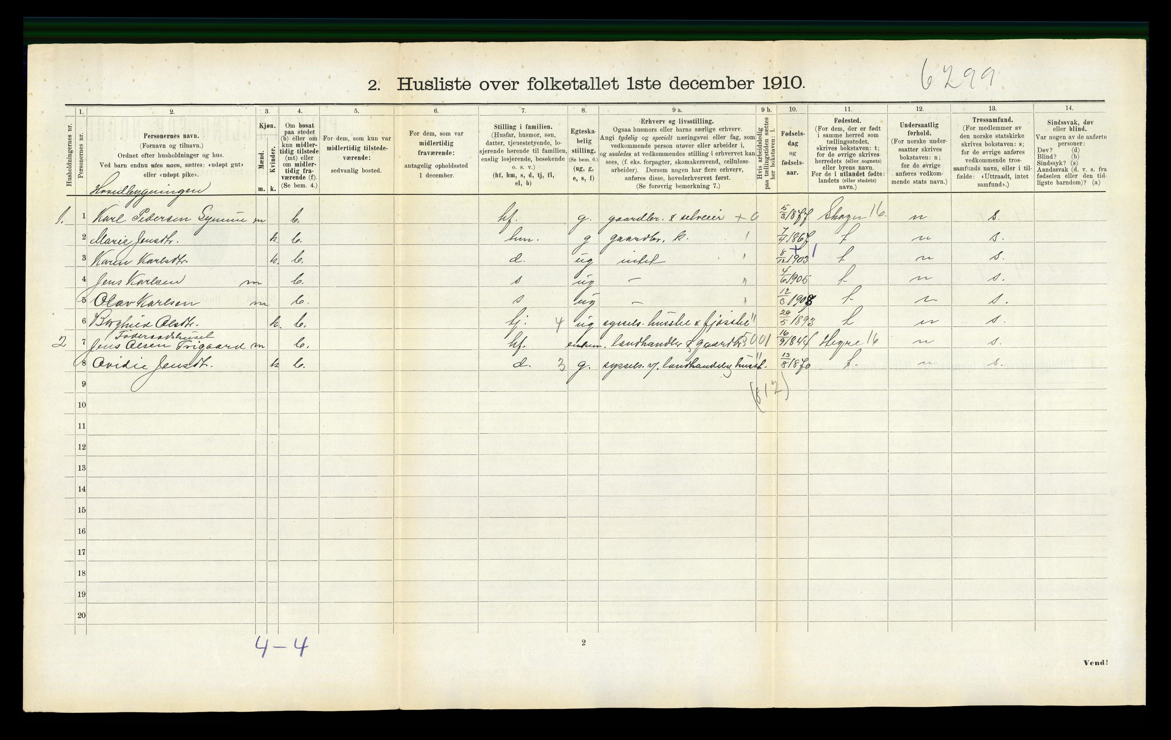 RA, 1910 census for Åsen, 1910, p. 271