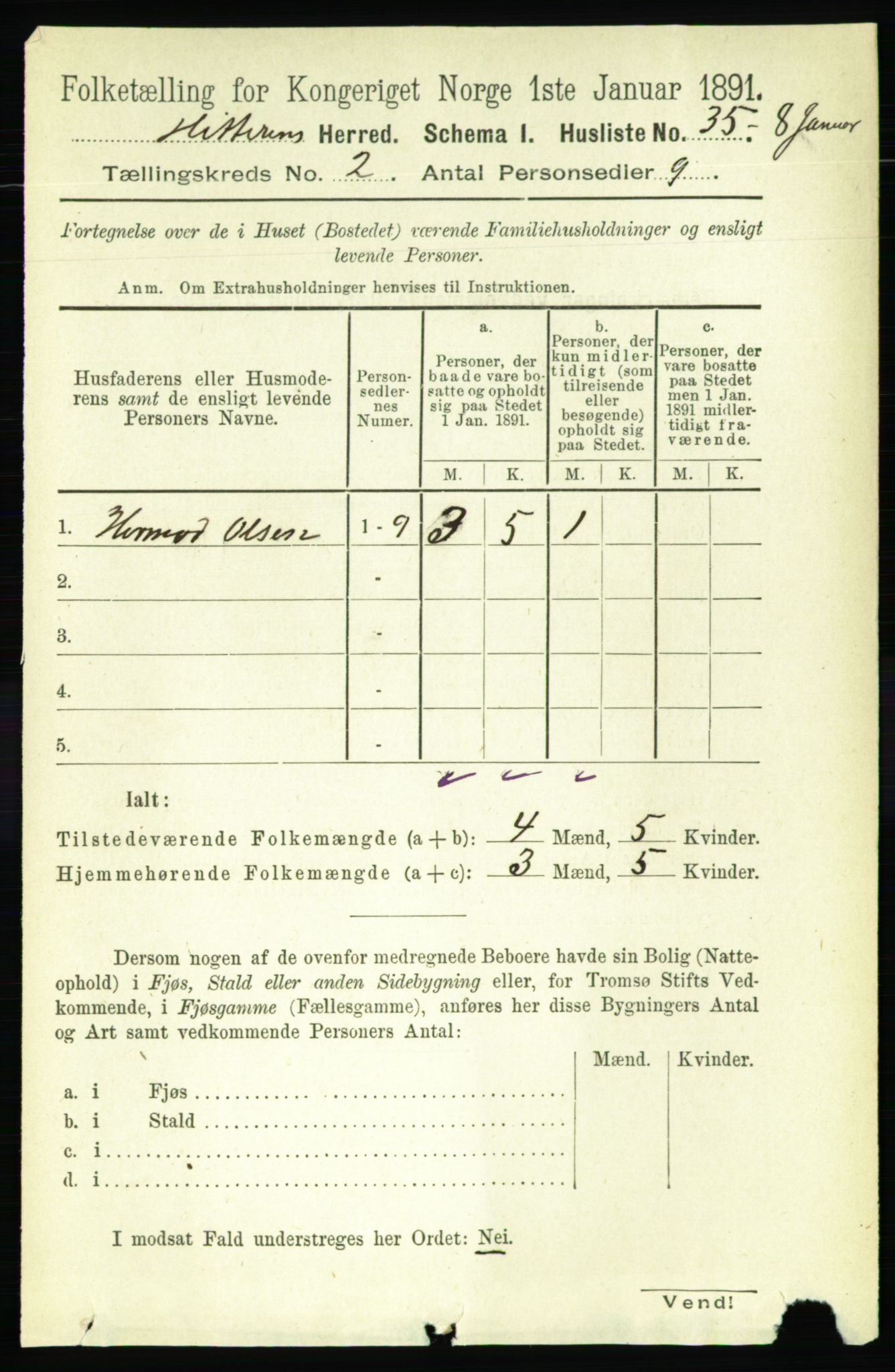 RA, 1891 census for 1617 Hitra, 1891, p. 220