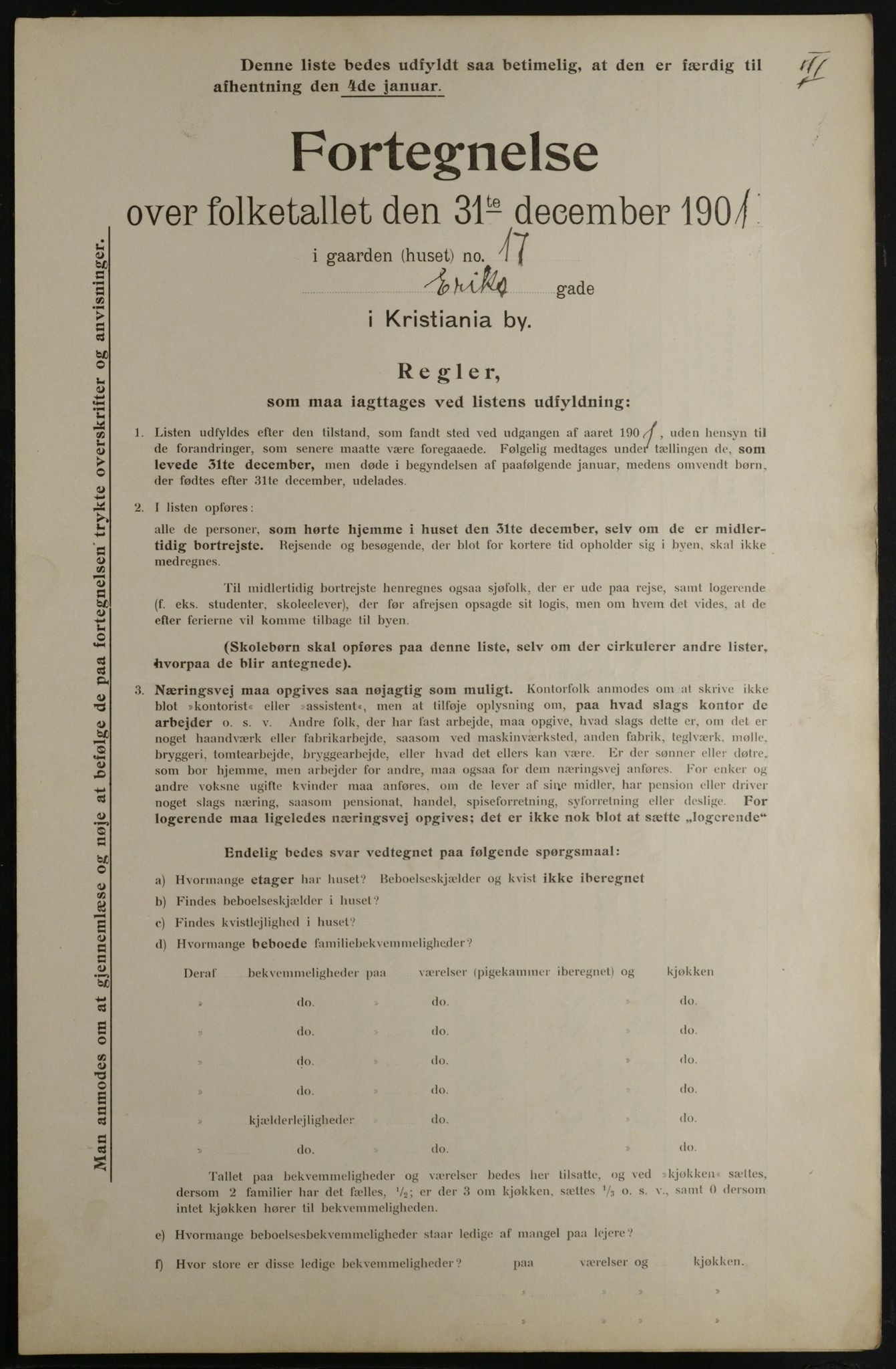 OBA, Municipal Census 1901 for Kristiania, 1901, p. 3182