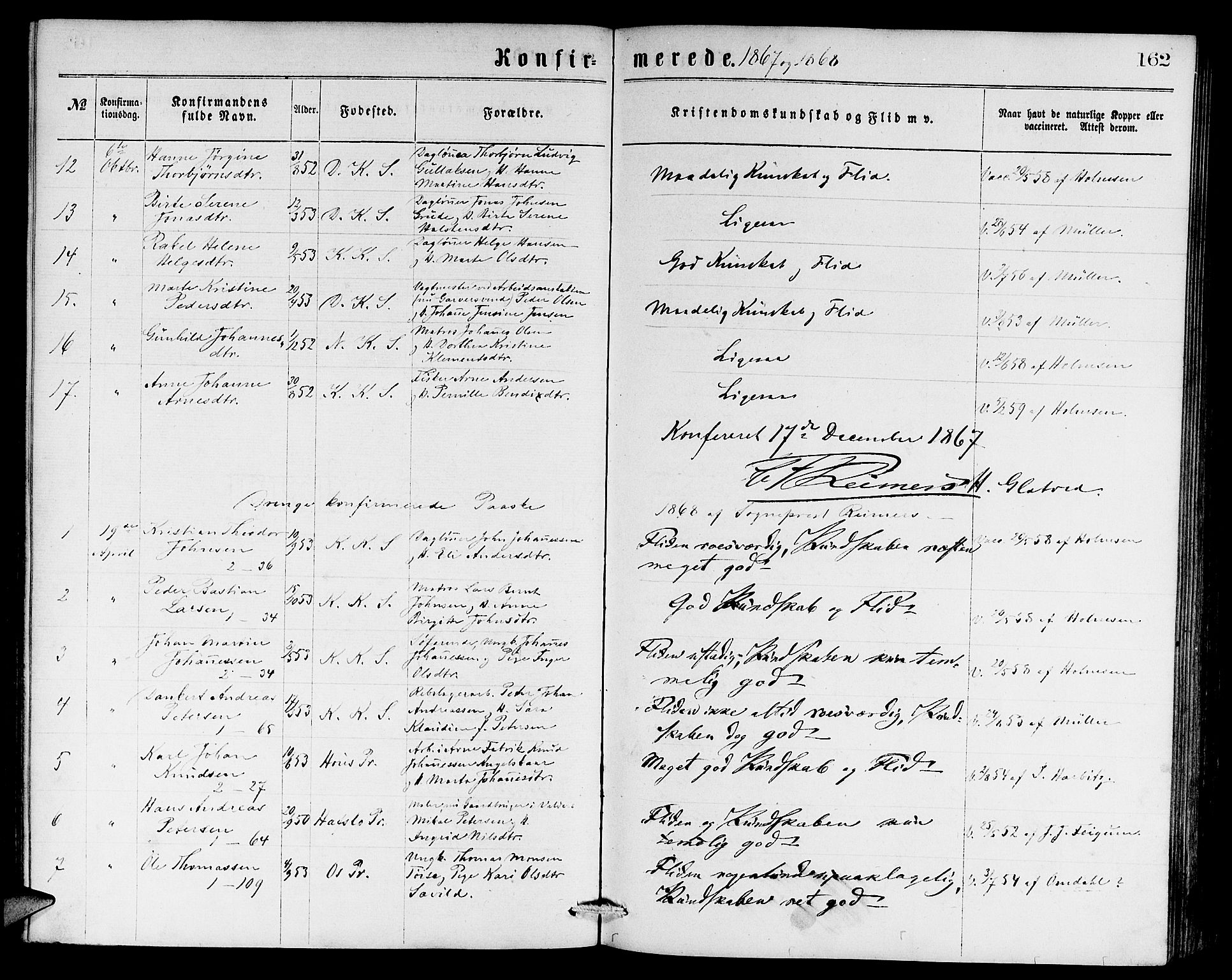 Sandviken Sokneprestembete, SAB/A-77601/H/Hb: Parish register (copy) no. A 1, 1867-1879, p. 162