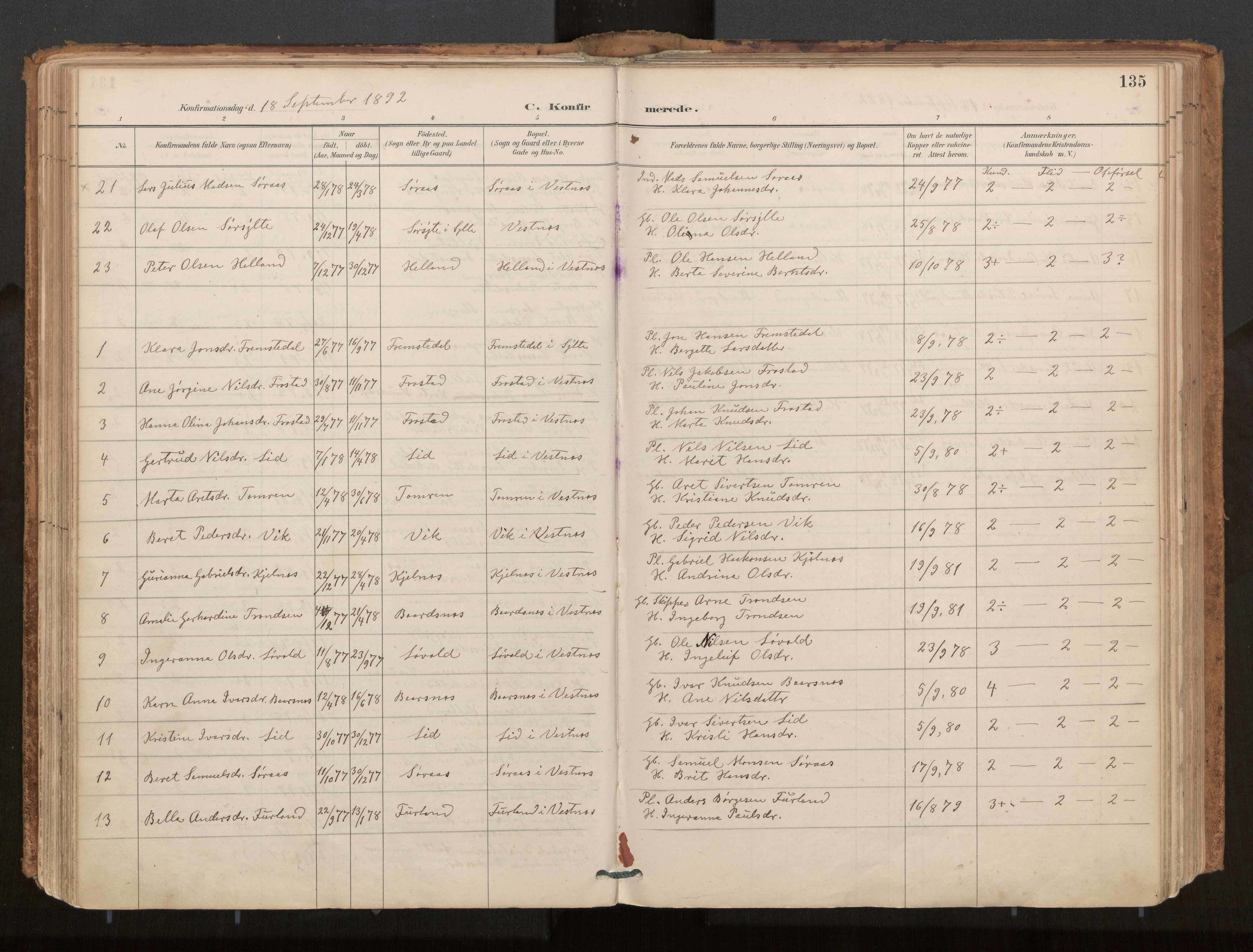 Ministerialprotokoller, klokkerbøker og fødselsregistre - Møre og Romsdal, AV/SAT-A-1454/539/L0531: Parish register (official) no. 539A04, 1887-1913, p. 135