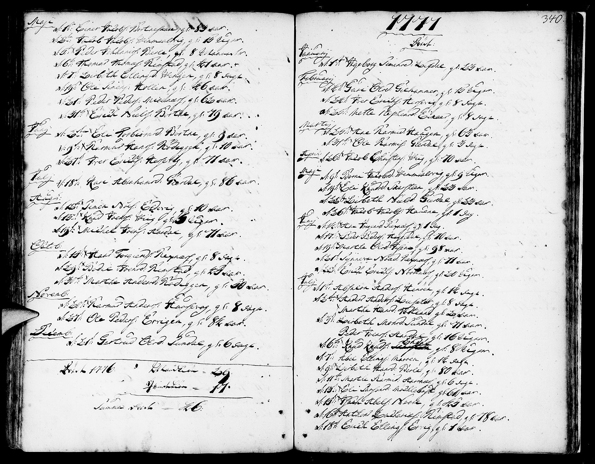 Davik sokneprestembete, SAB/A-79701/H/Haa/Haaa/L0002: Parish register (official) no. A 2, 1742-1816, p. 340