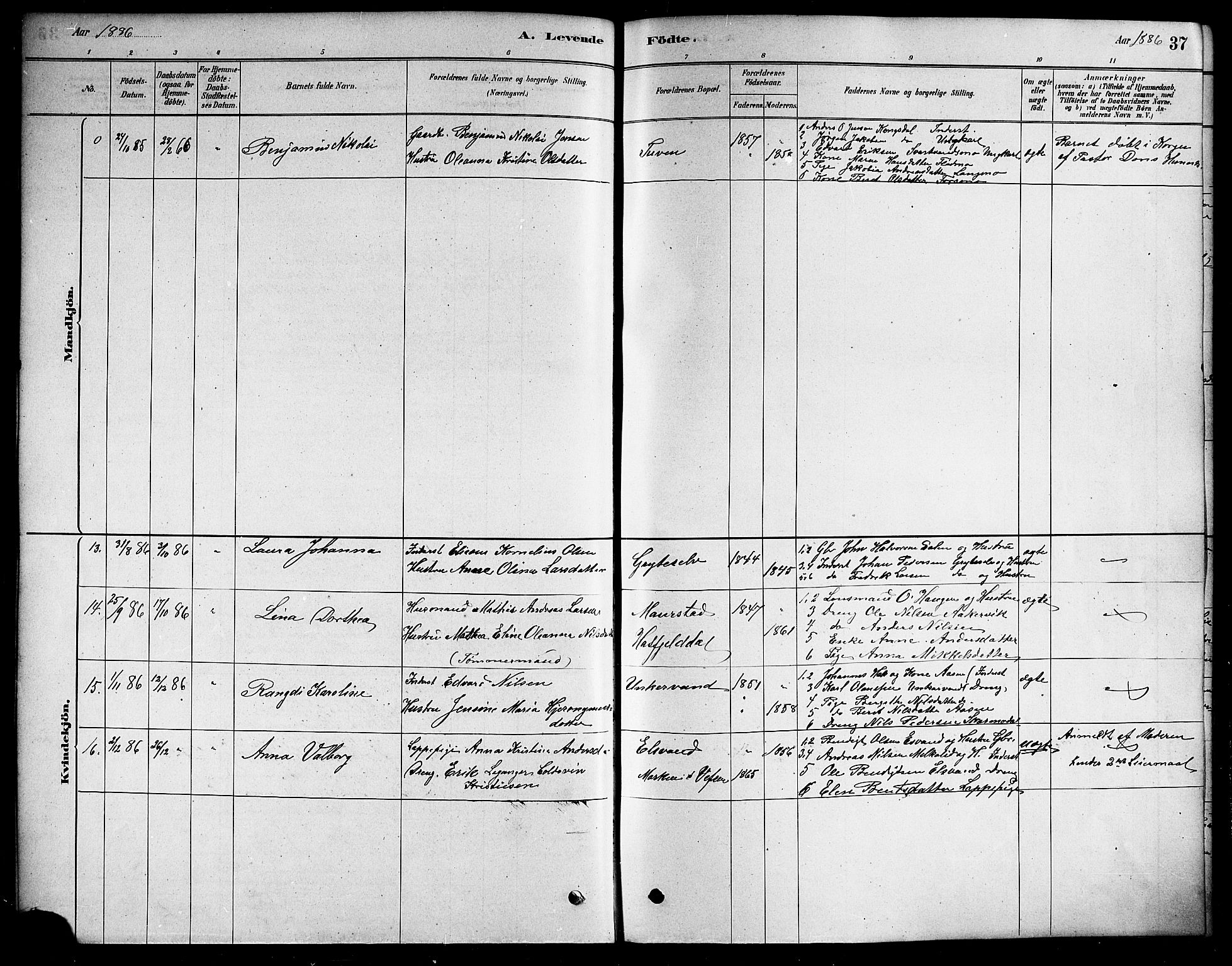 Ministerialprotokoller, klokkerbøker og fødselsregistre - Nordland, SAT/A-1459/823/L0330: Parish register (copy) no. 823C02, 1879-1916, p. 37