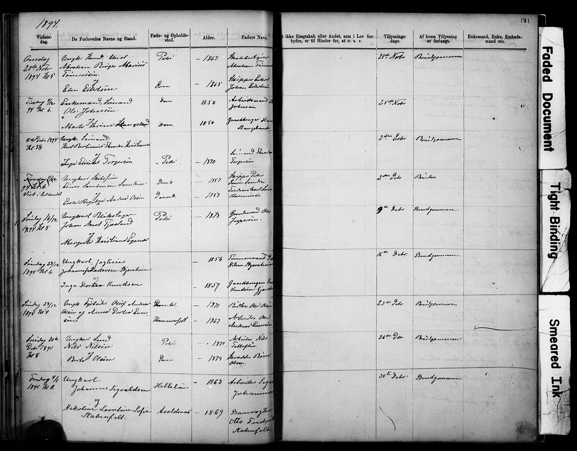Domkirken sokneprestkontor, SAST/A-101812/001/30/30BB/L0014: Parish register (copy) no. B 14, 1875-1902, p. 131