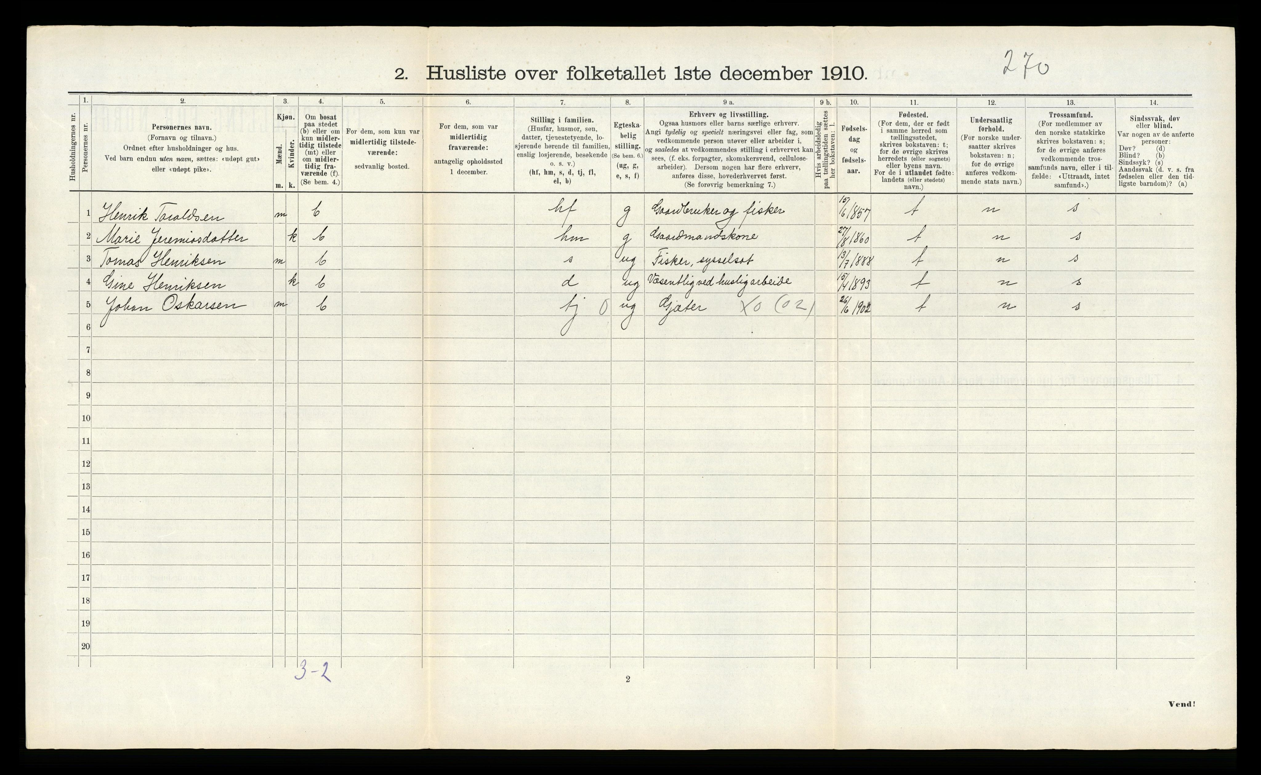 RA, 1910 census for Nærøy, 1910, p. 440