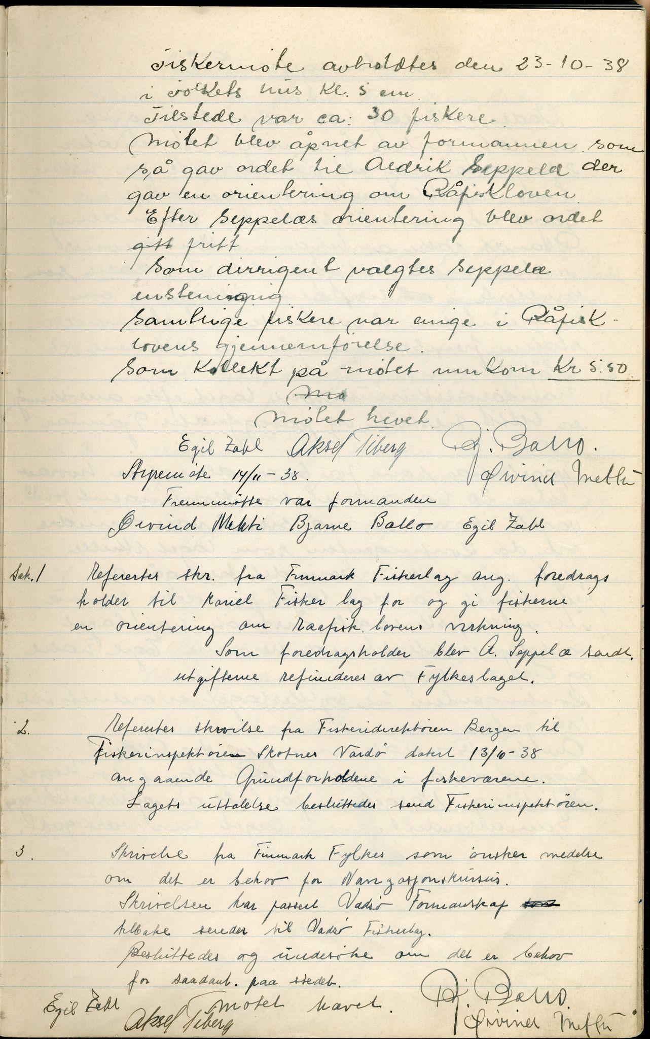 Vadsø Fiskarlag, FMFB/A-1016/A/L0001: Protokoll for styremøtene, 1926-1952, p. 86