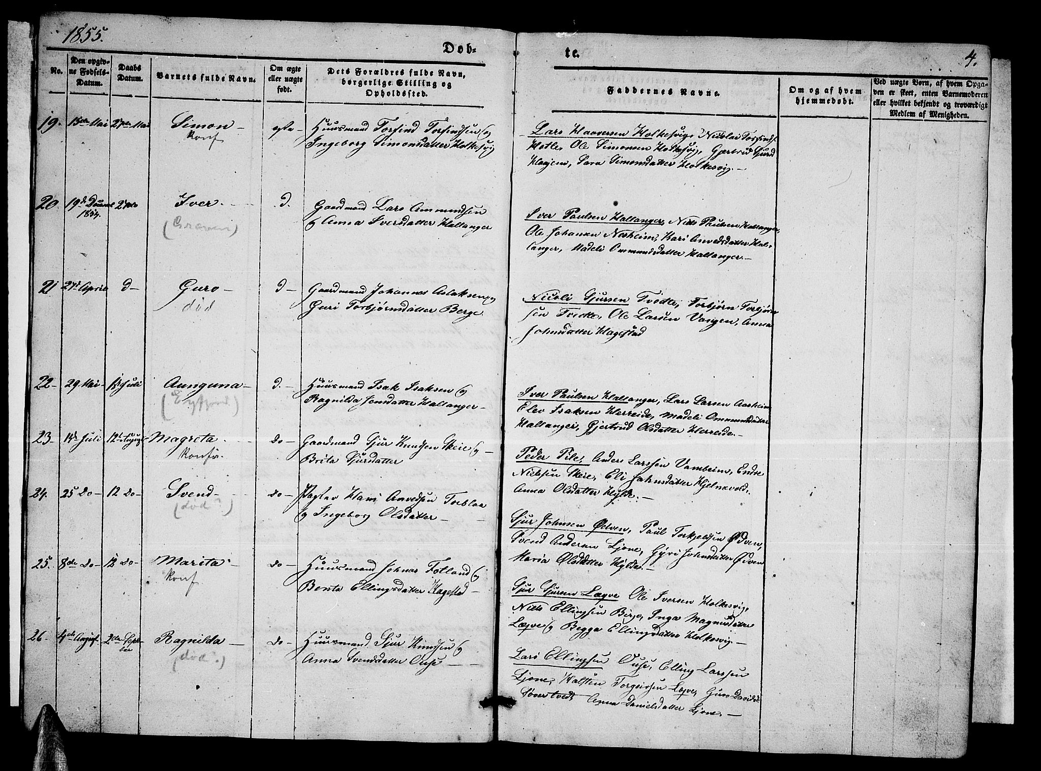 Ulvik sokneprestembete, SAB/A-78801/H/Hab: Parish register (copy) no. A 1, 1855-1868, p. 4