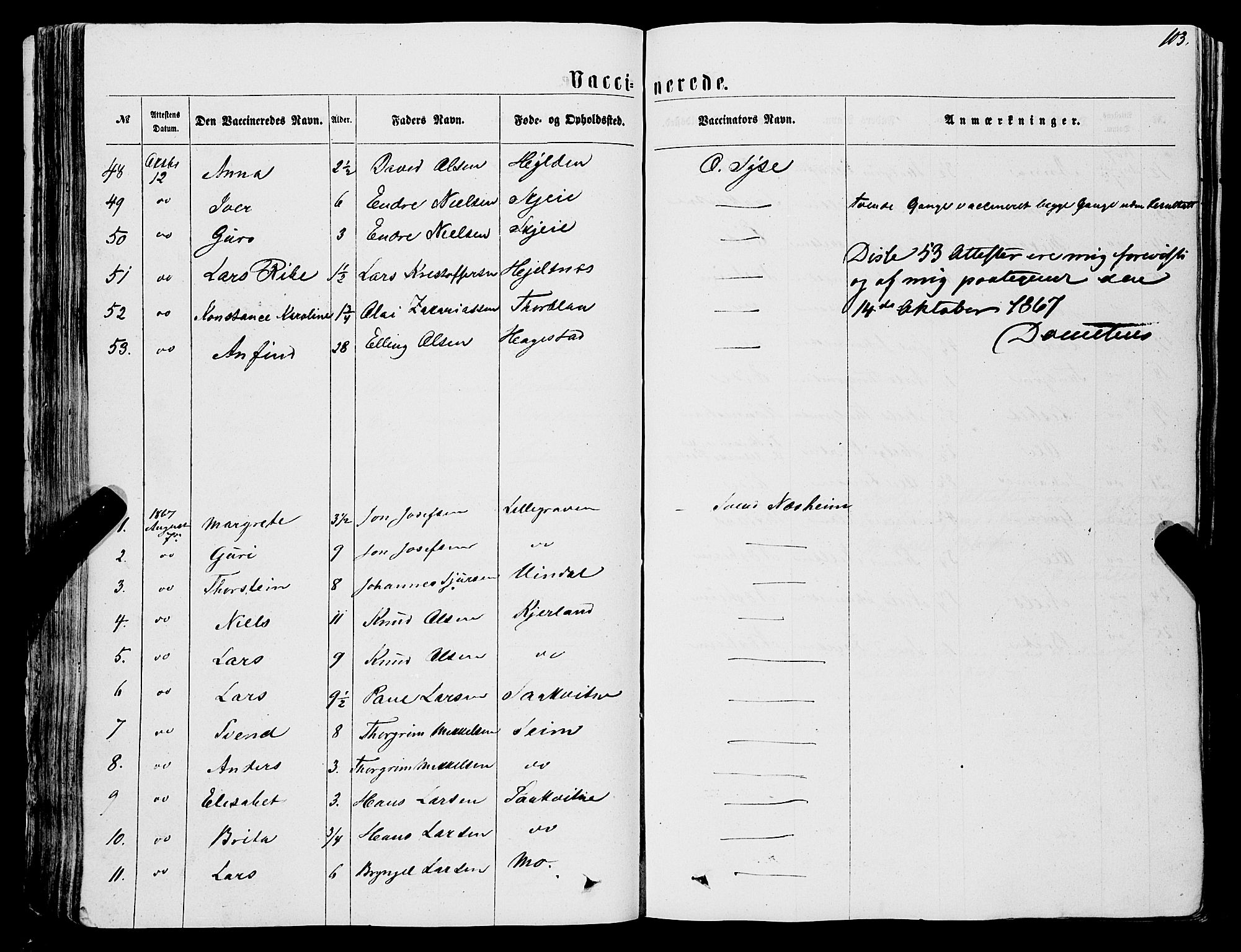 Ulvik sokneprestembete, AV/SAB-A-78801/H/Haa: Parish register (official) no. A 15, 1864-1878, p. 103