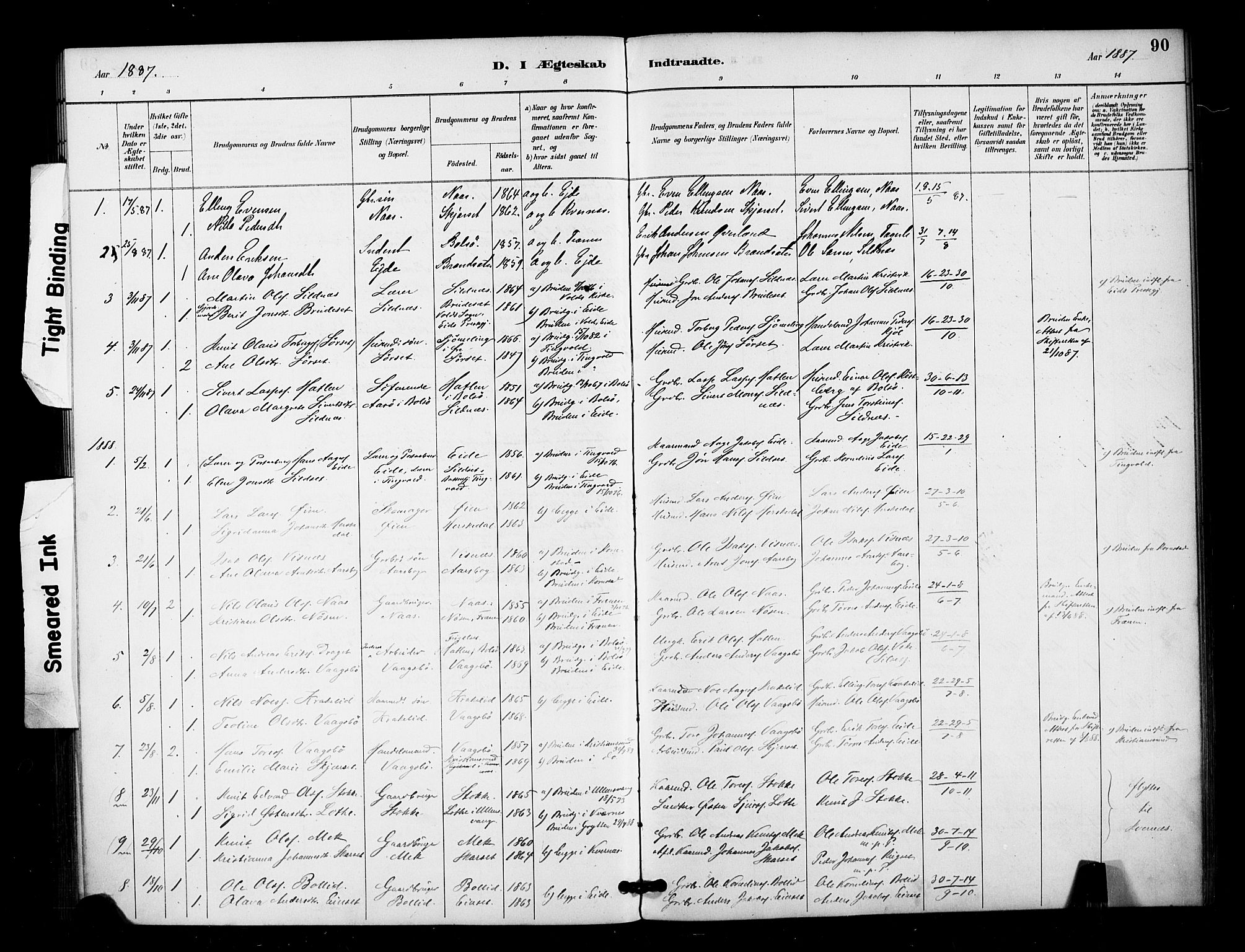 Ministerialprotokoller, klokkerbøker og fødselsregistre - Møre og Romsdal, AV/SAT-A-1454/571/L0836: Parish register (official) no. 571A01, 1884-1899, p. 90