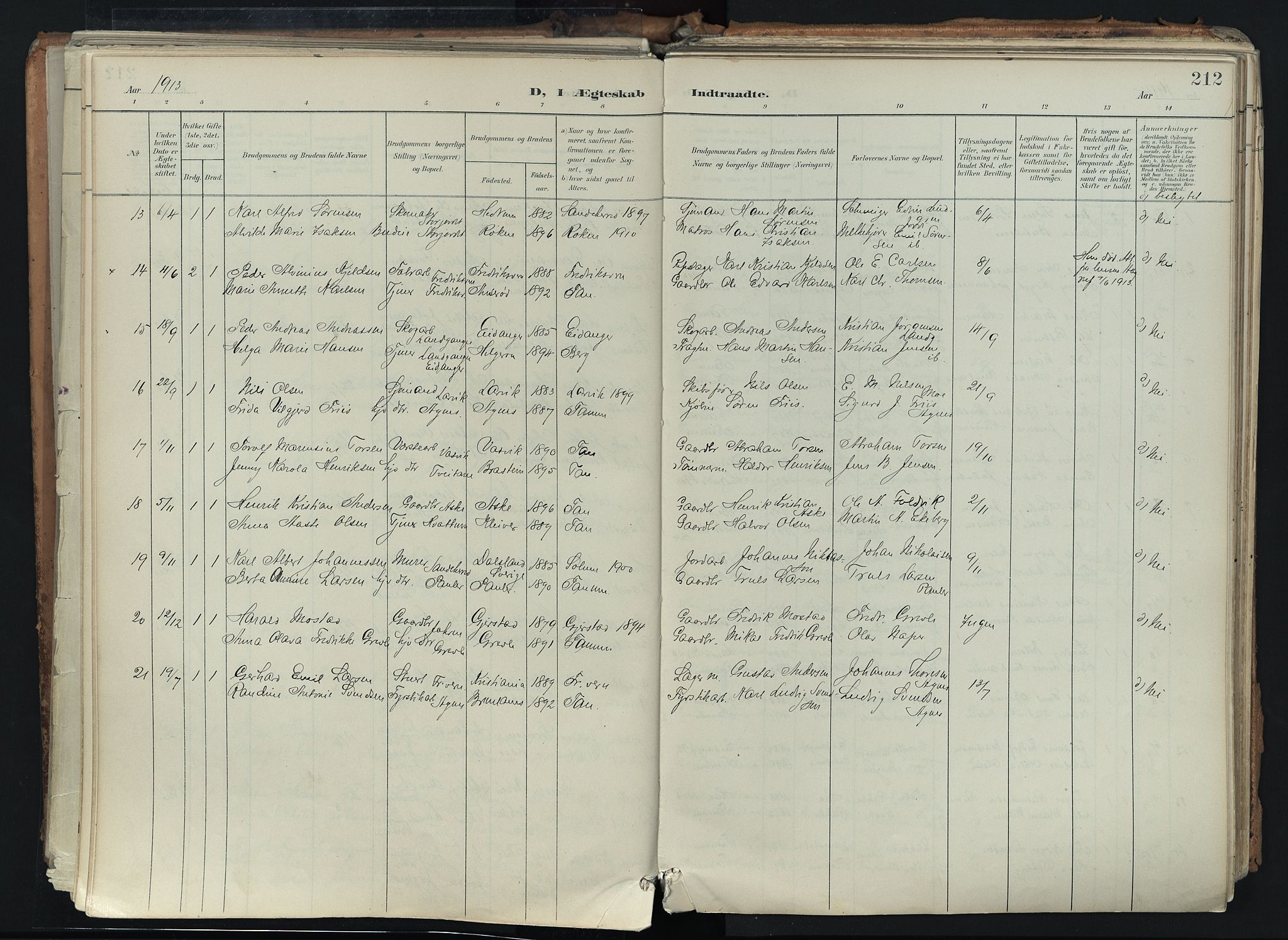 Brunlanes kirkebøker, SAKO/A-342/F/Fc/L0003: Parish register (official) no. III 3, 1900-1922, p. 212