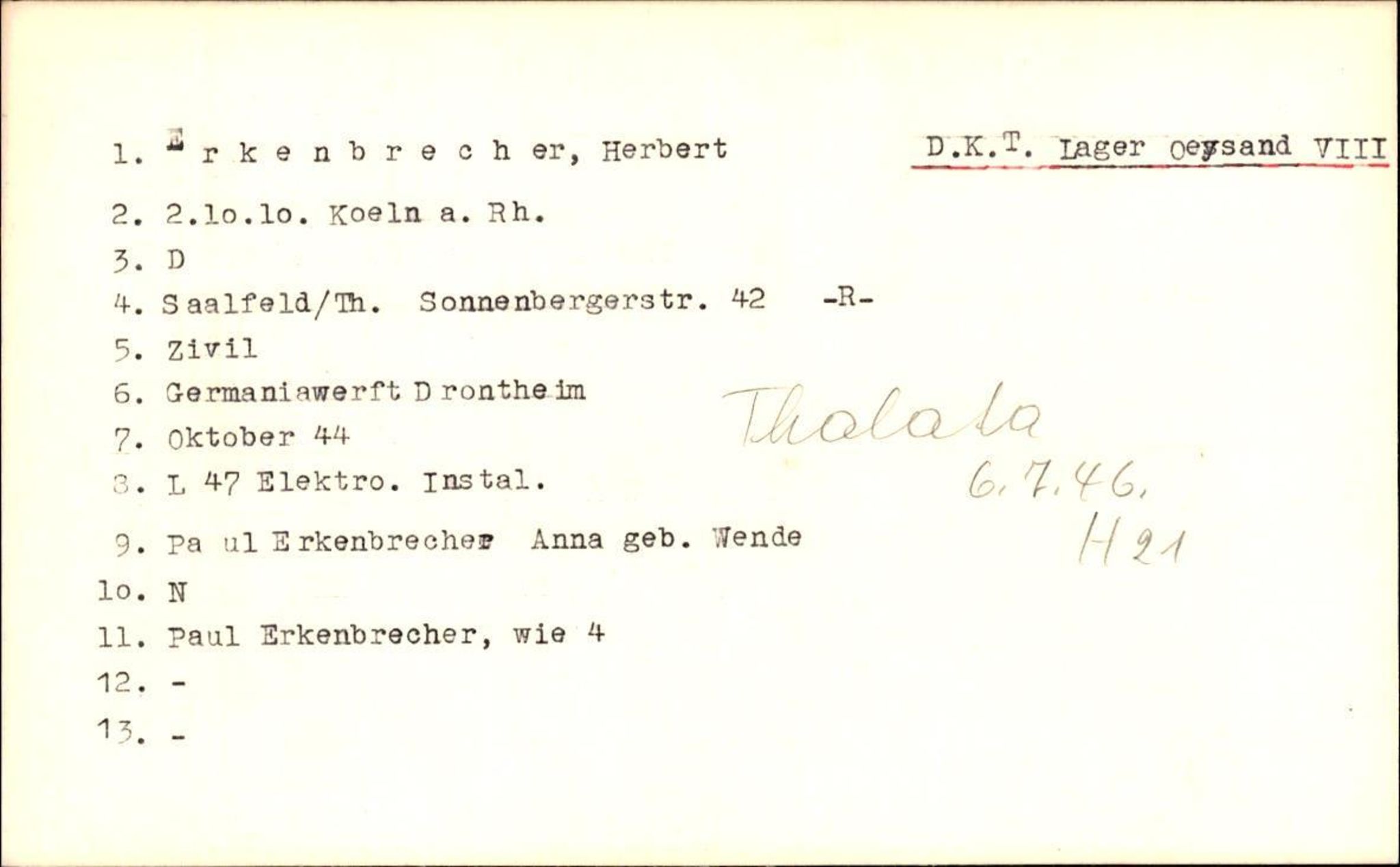 Hjemsendte tyskere , RA/RAFA-6487/D/Db/L0010: Ergel-Fyhn, 1945-1947, p. 5