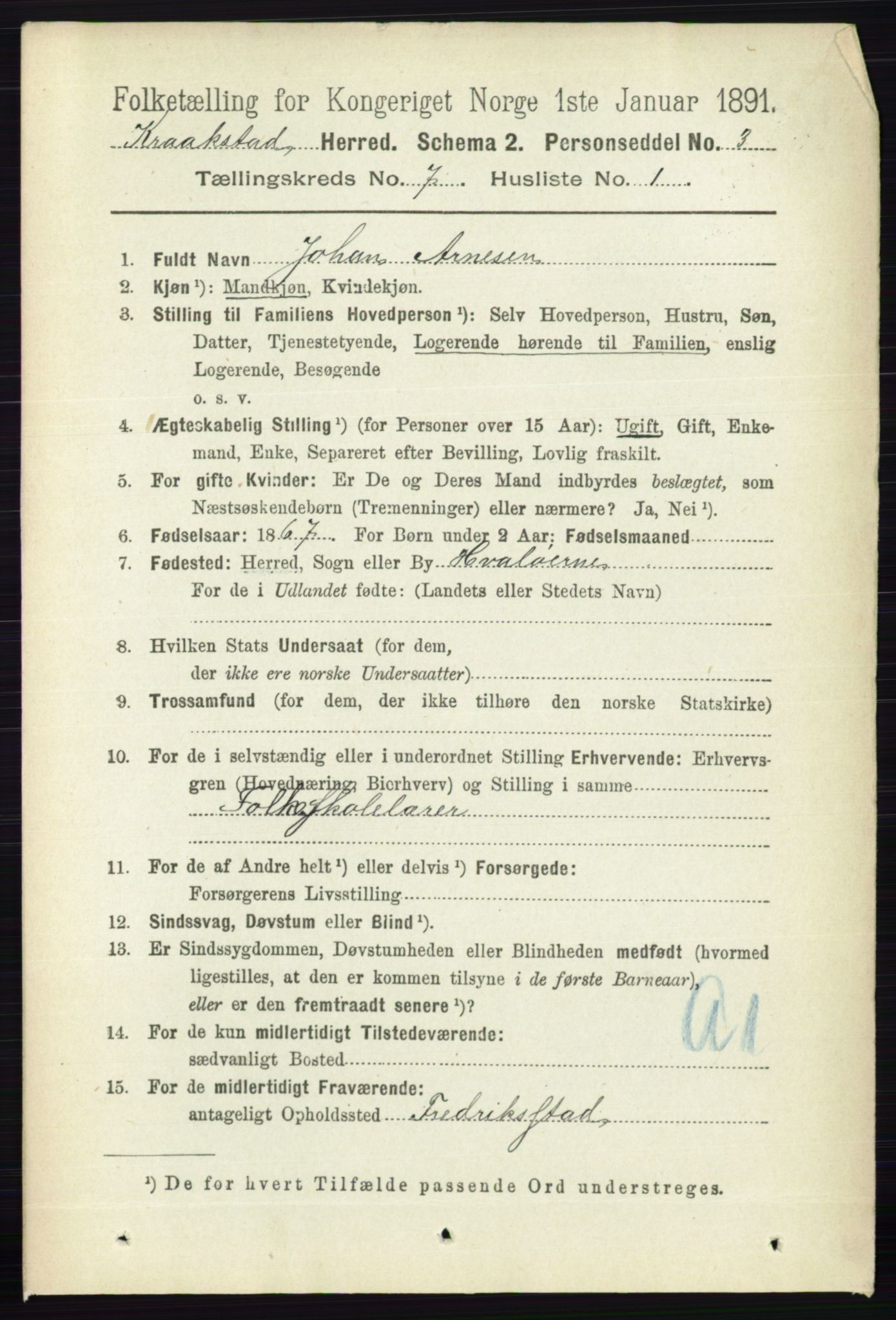 RA, 1891 census for 0212 Kråkstad, 1891, p. 3348