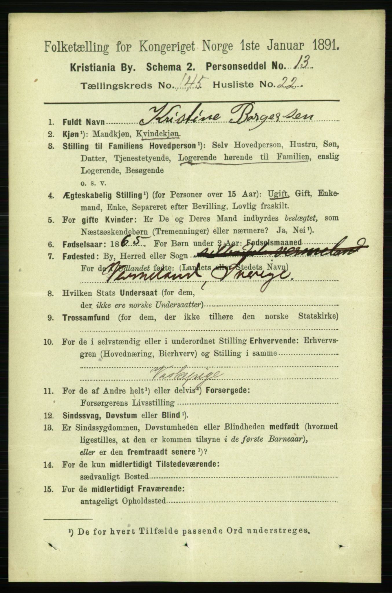 RA, 1891 census for 0301 Kristiania, 1891, p. 80019