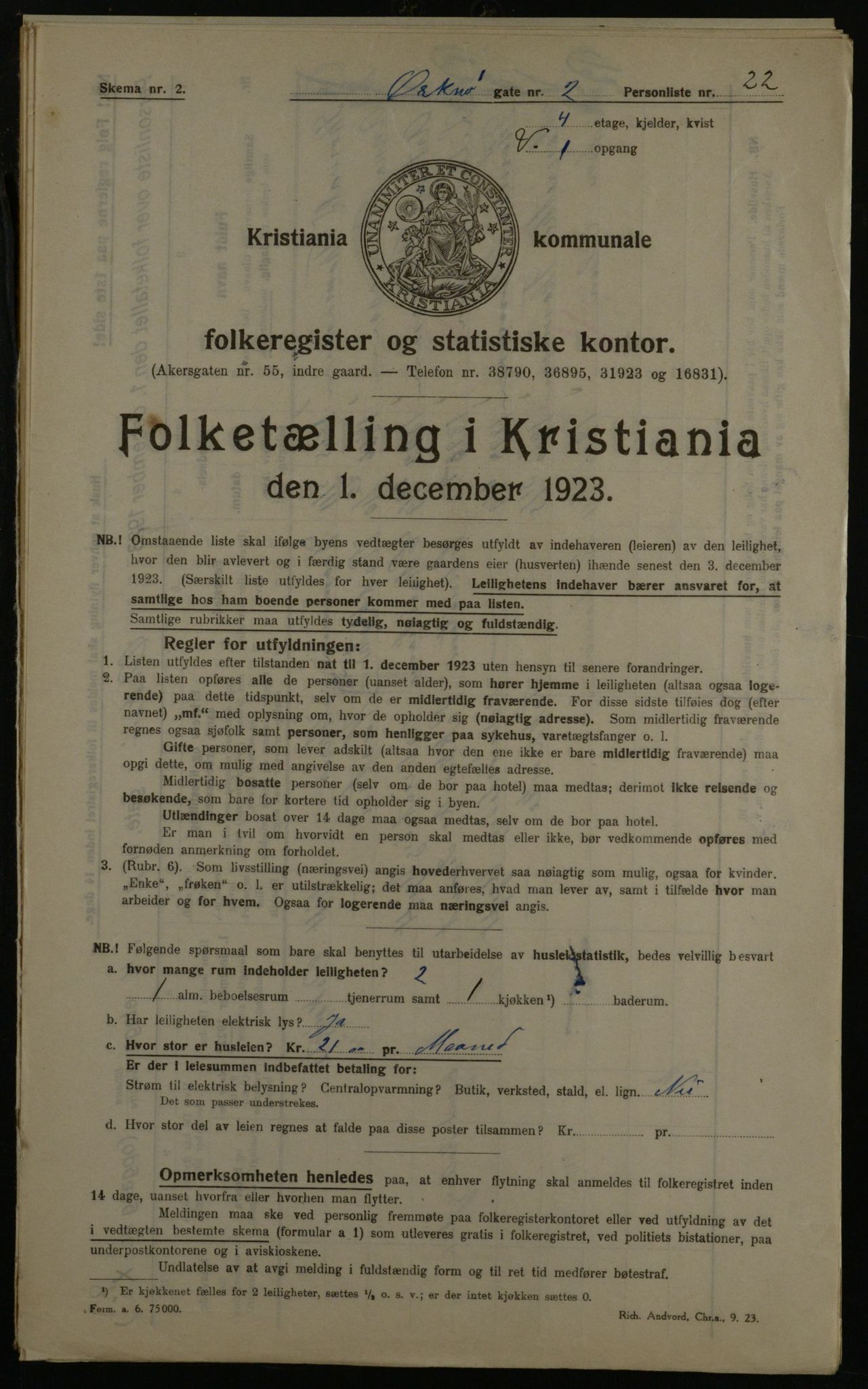 OBA, Municipal Census 1923 for Kristiania, 1923, p. 83842