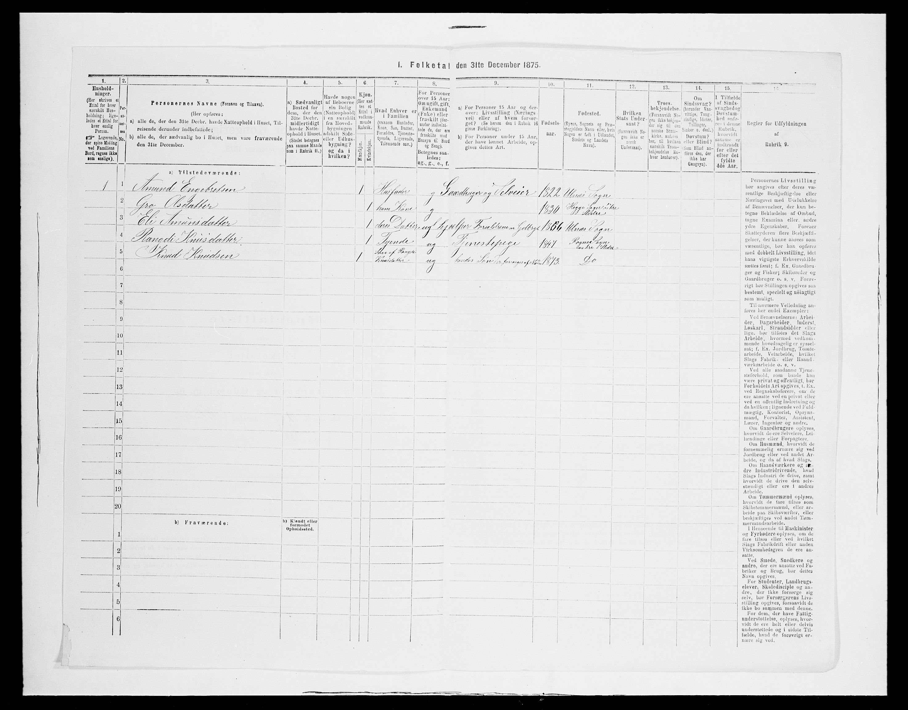 SAH, 1875 census for 0542P Nord-Aurdal, 1875, p. 719